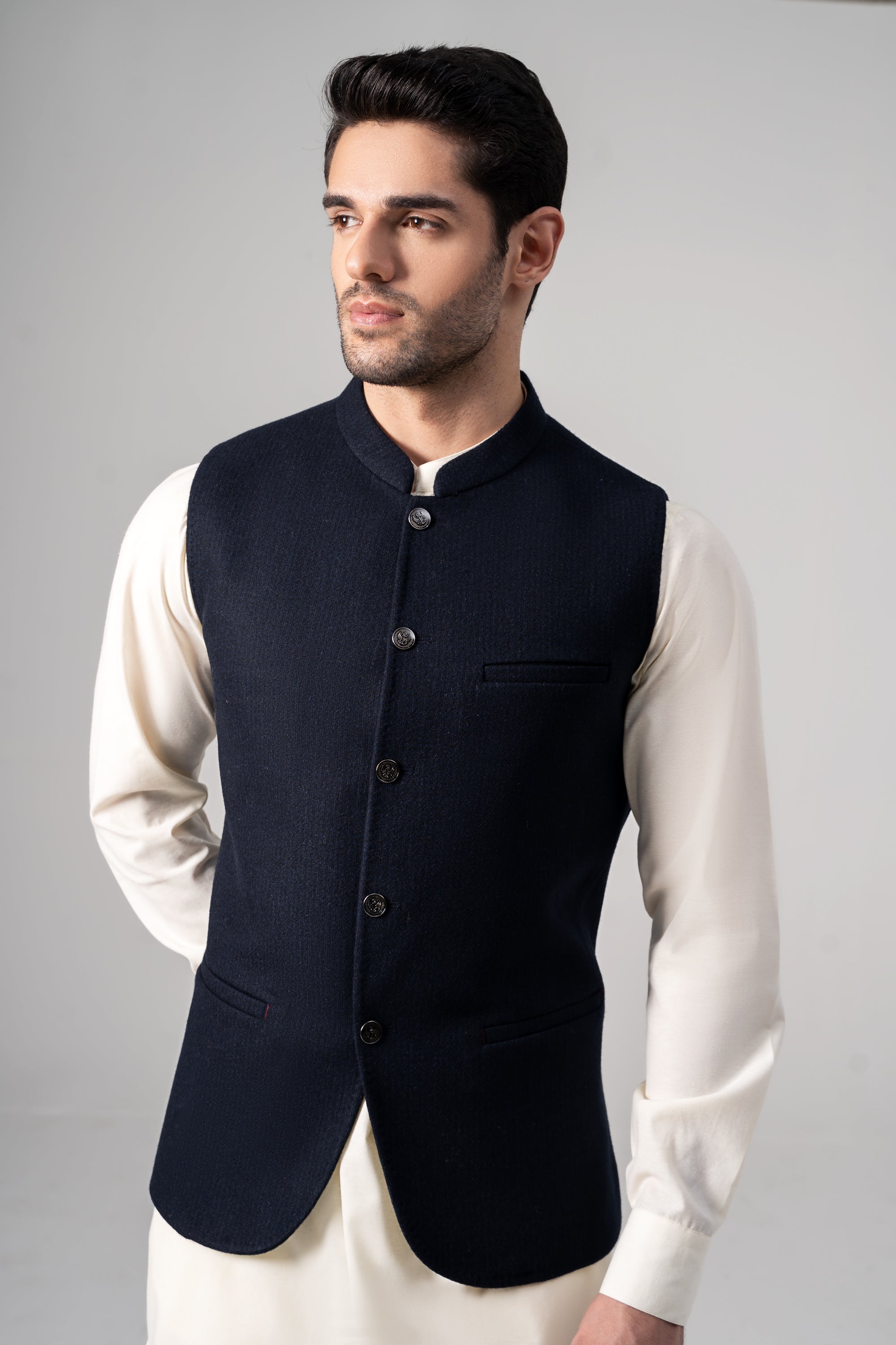 Blended Woolen Waistcoat - PREMIUM COLLECTION NAVY