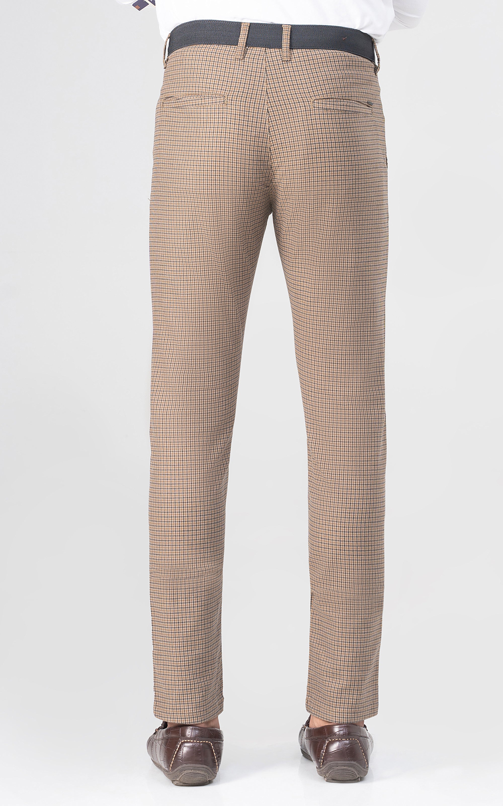 CROSS POCKET MINI CHECK PANT KHAKI BROWN