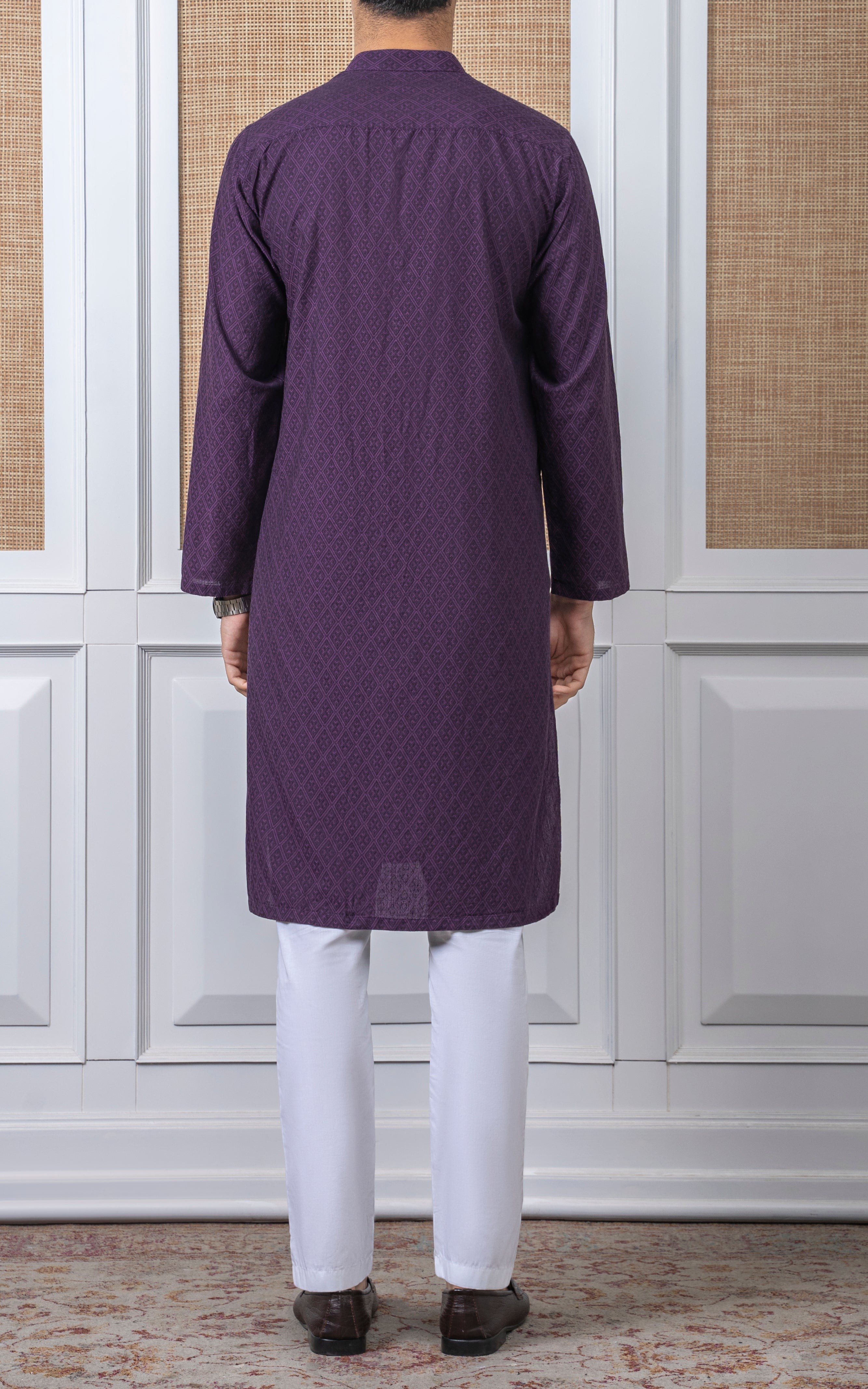 YARN DYED JACQUARD KURTA - PREMIUM COLLECTION MAGENTA