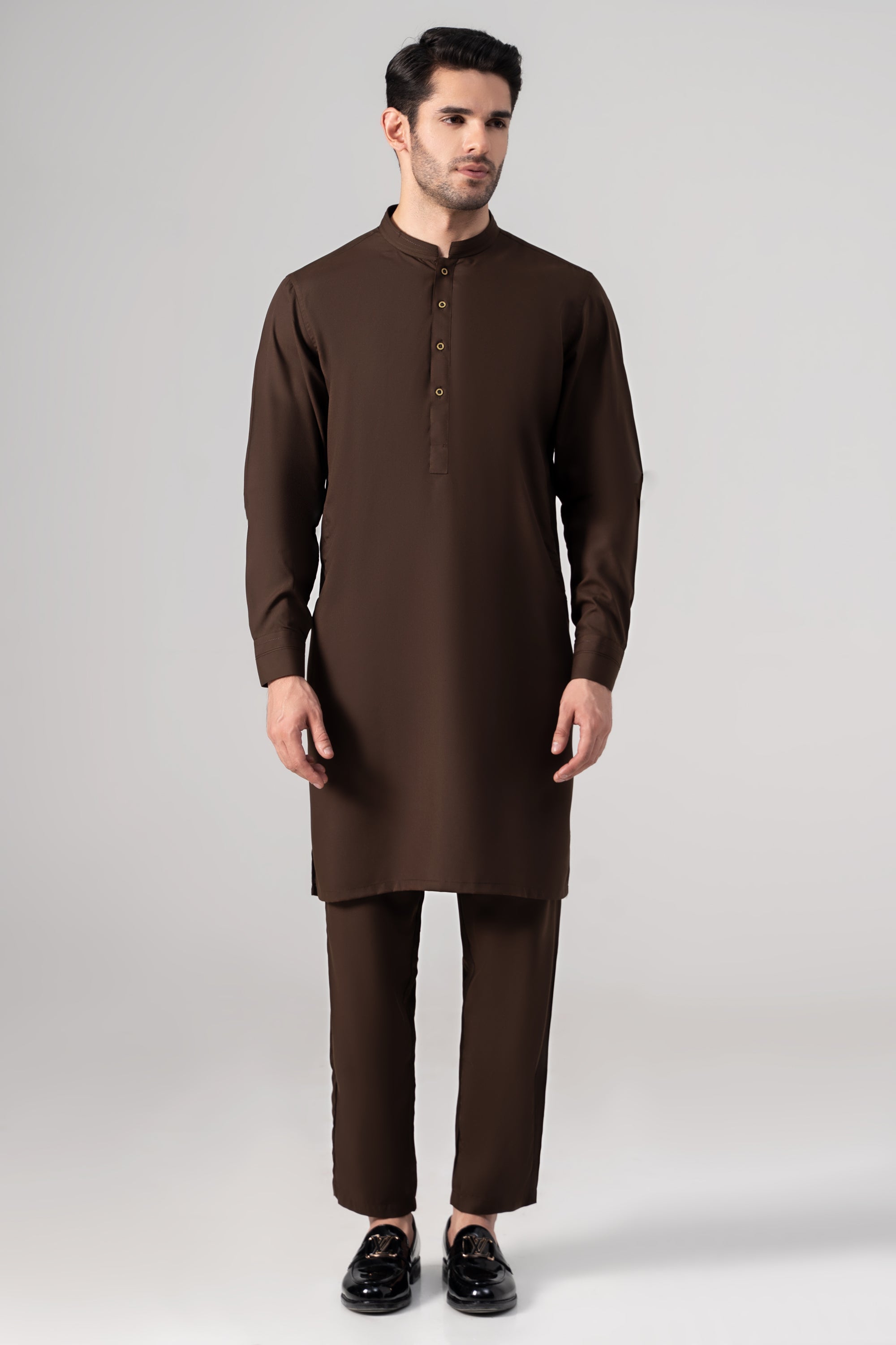 PREMIUM WASH & WEAR KURTA PAJAMA DARK BROWN