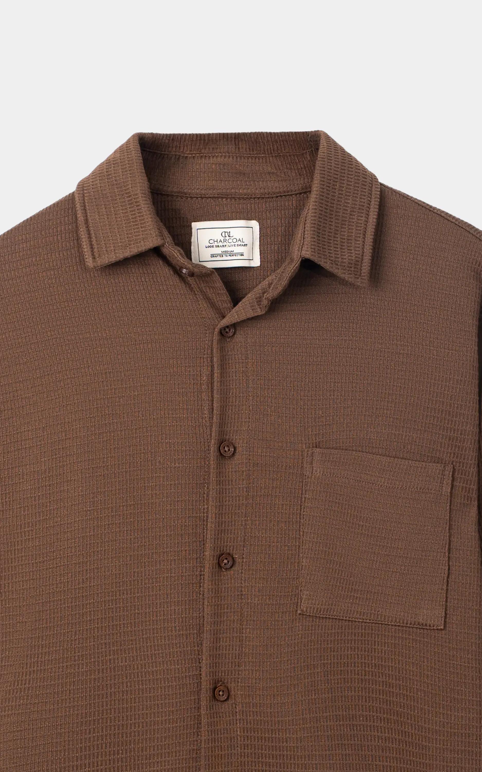KNITTED CASUAL SHIRT BROWN