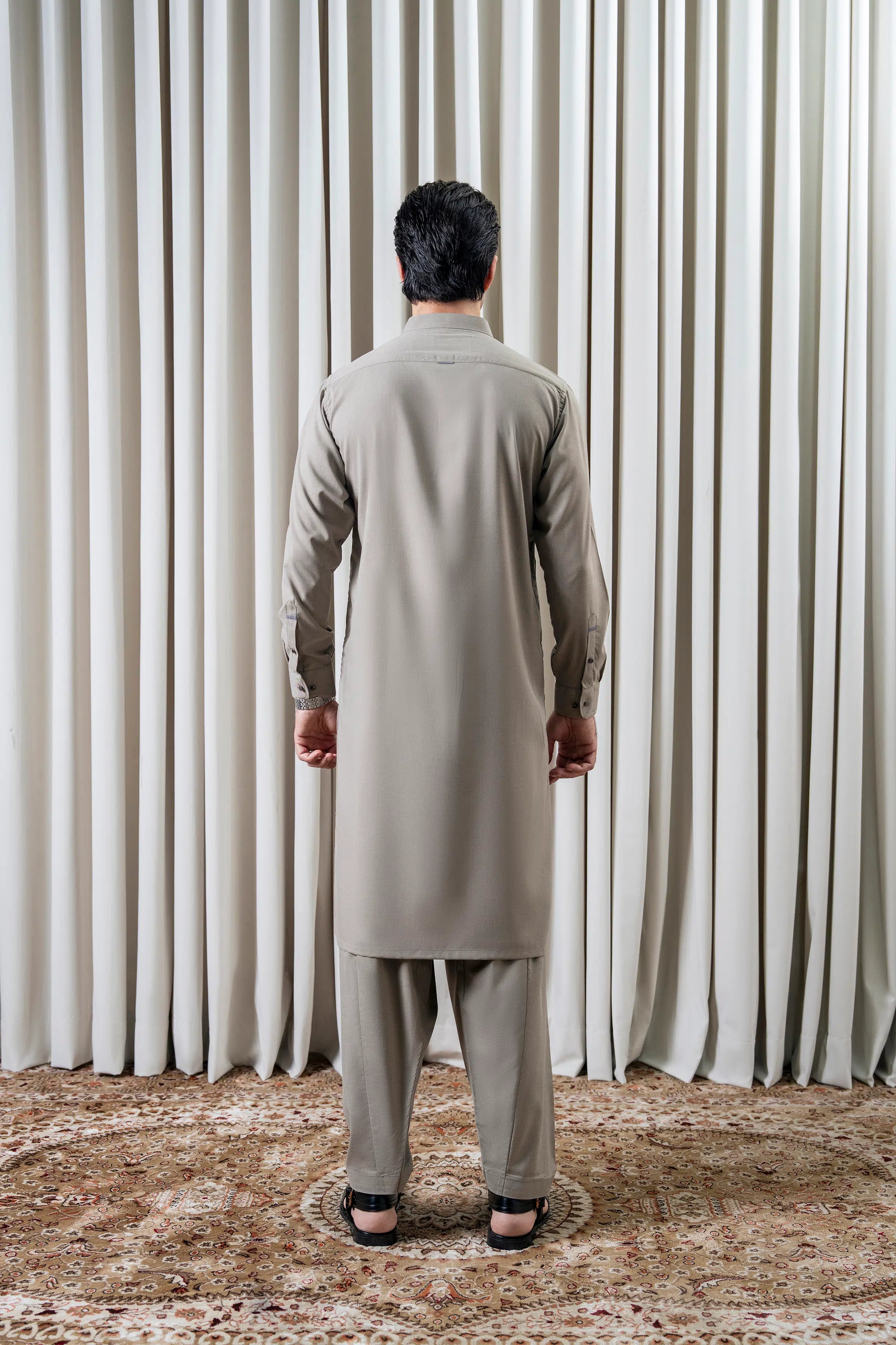 BLENDED MELANGE KAMEEZ SHALWAR - CLASSIC COLLECTION LIGHT OLIVE
