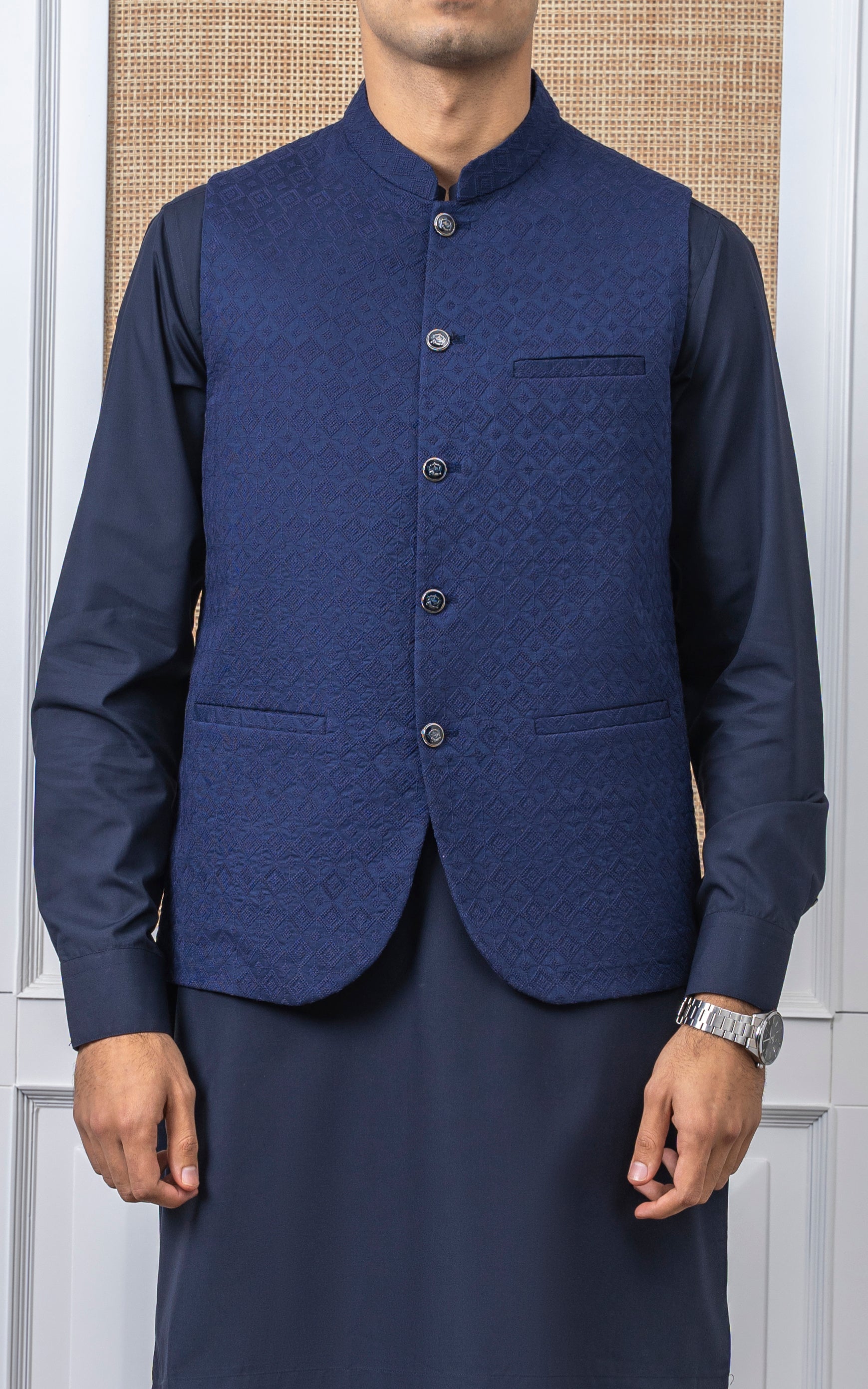 SCHIFFLI EMBROIDERED W/C -SIGNATURE COLLECTION BLUE