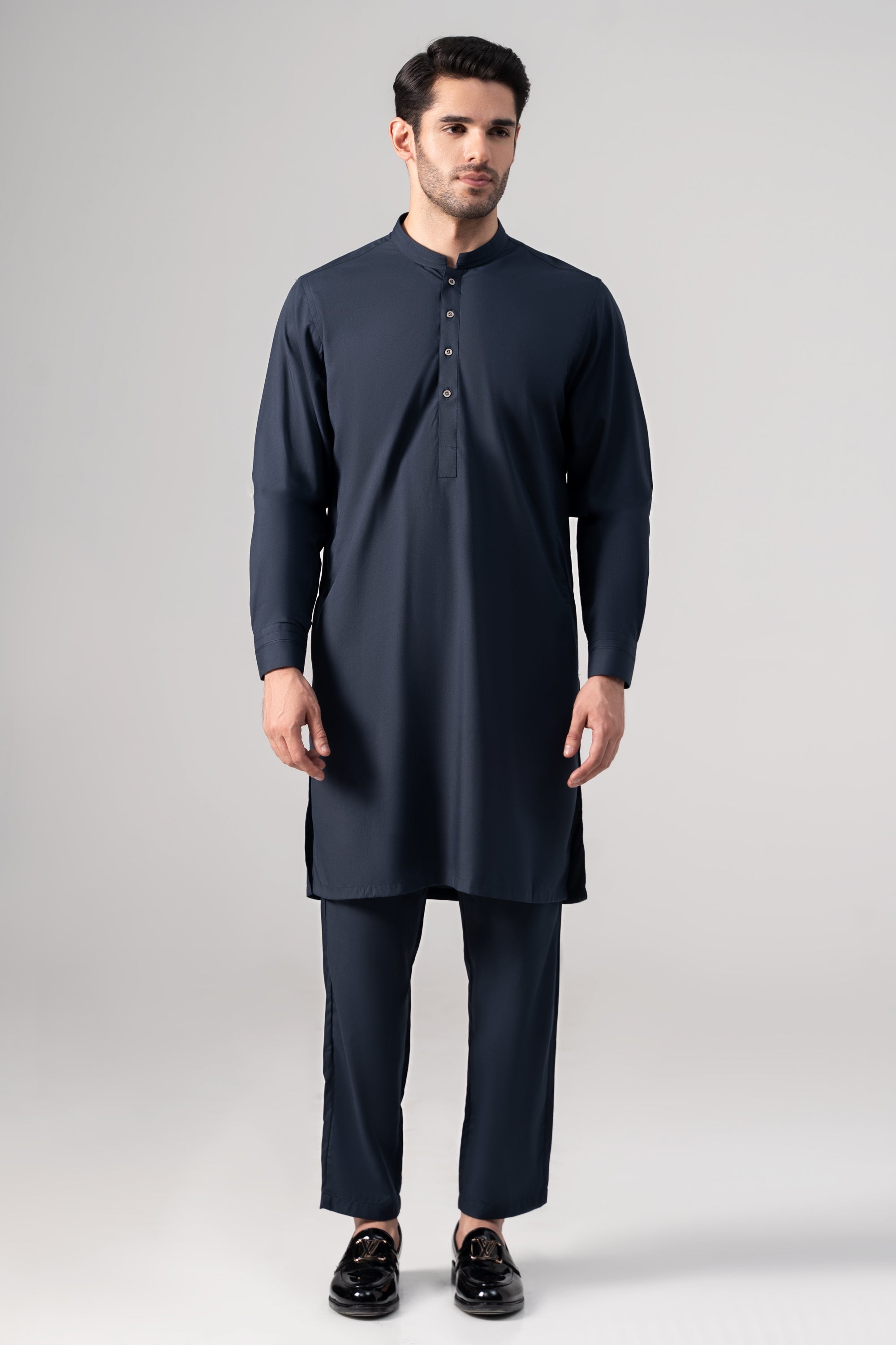 PREMIUM WASH & WEAR KURTA PAJAMA BLUE GREY