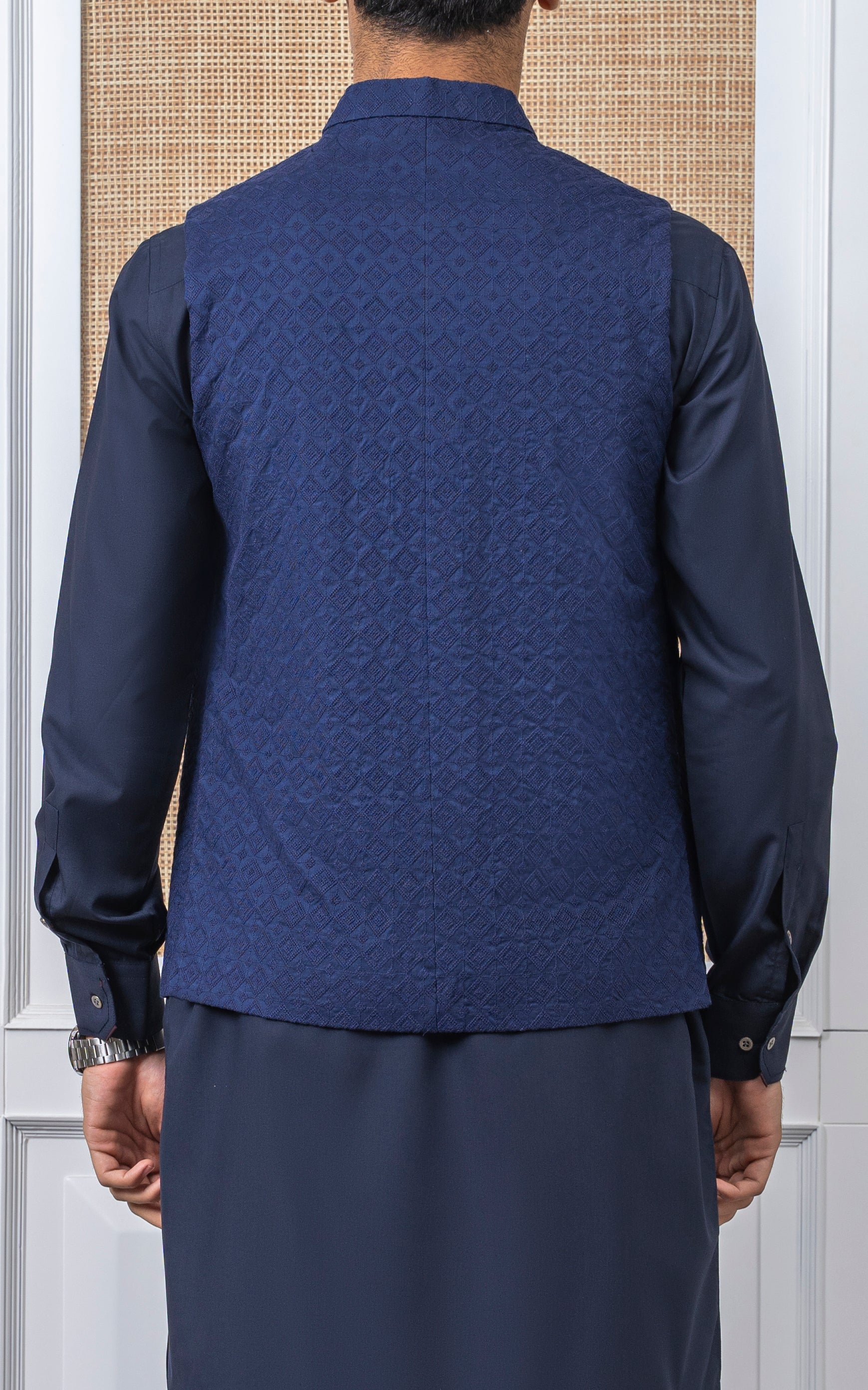 SCHIFFLI EMBROIDERED W/C -SIGNATURE COLLECTION BLUE