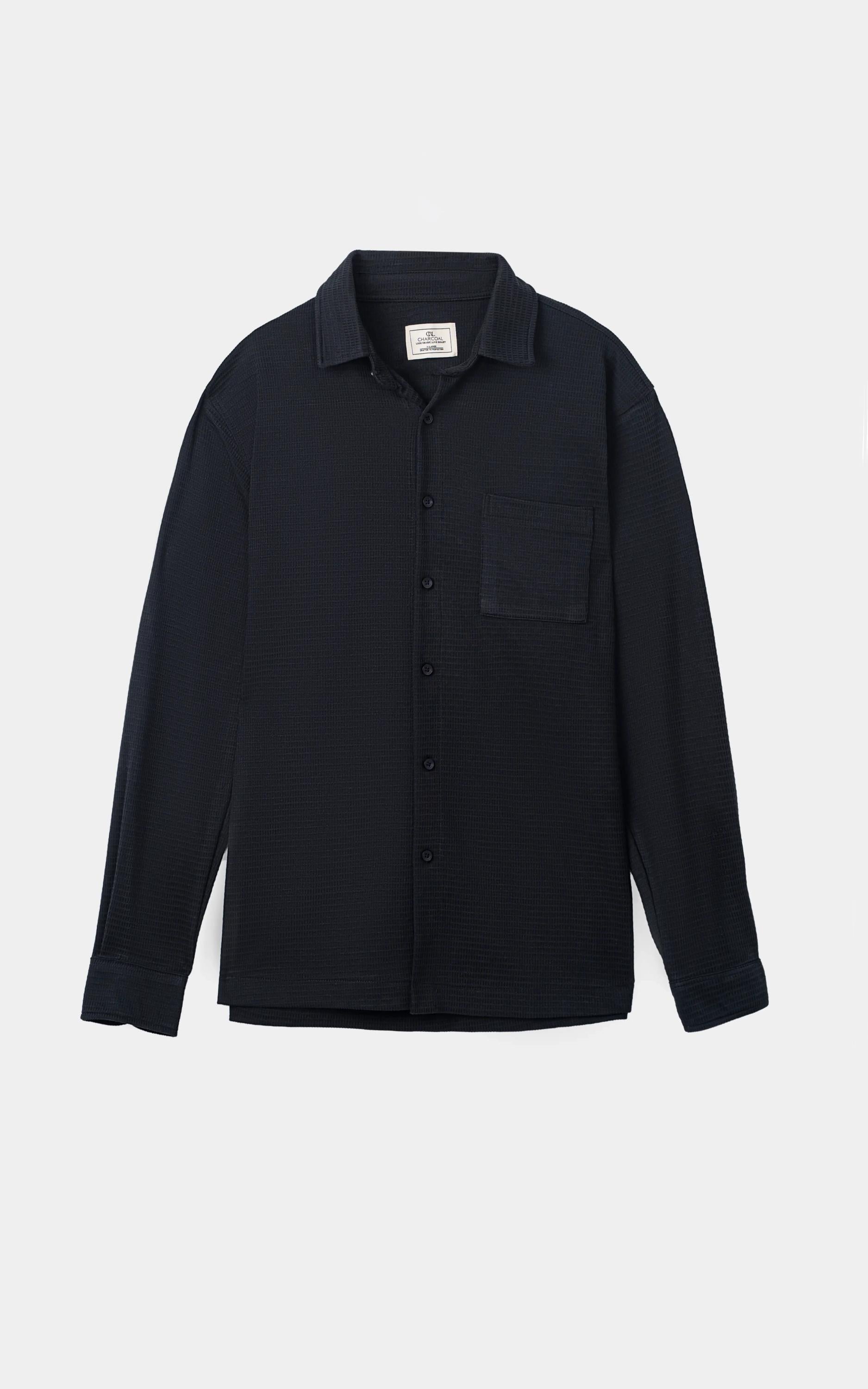 KNITTED CASUAL SHIRT BLACK