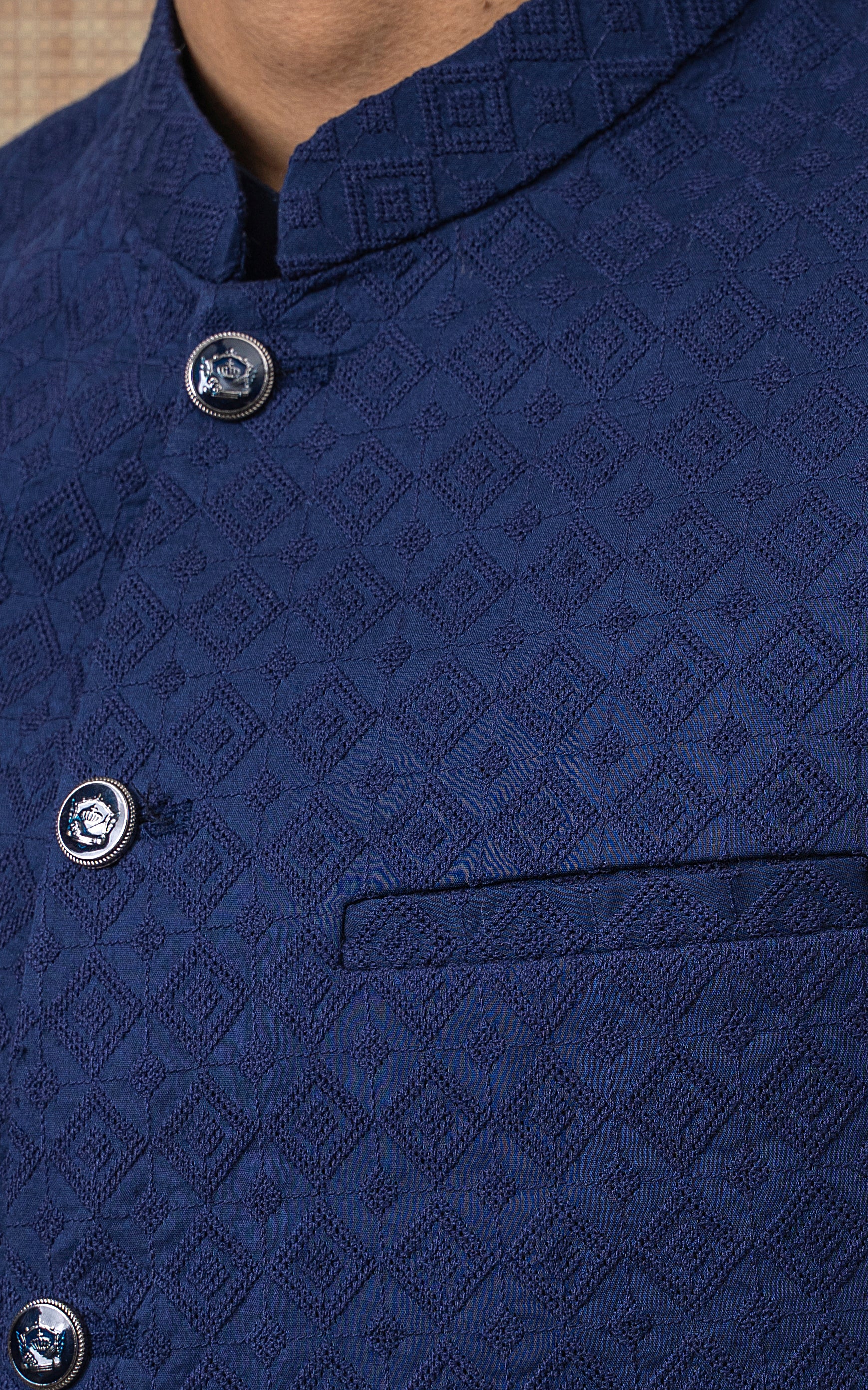 SCHIFFLI EMBROIDERED W/C -SIGNATURE COLLECTION BLUE