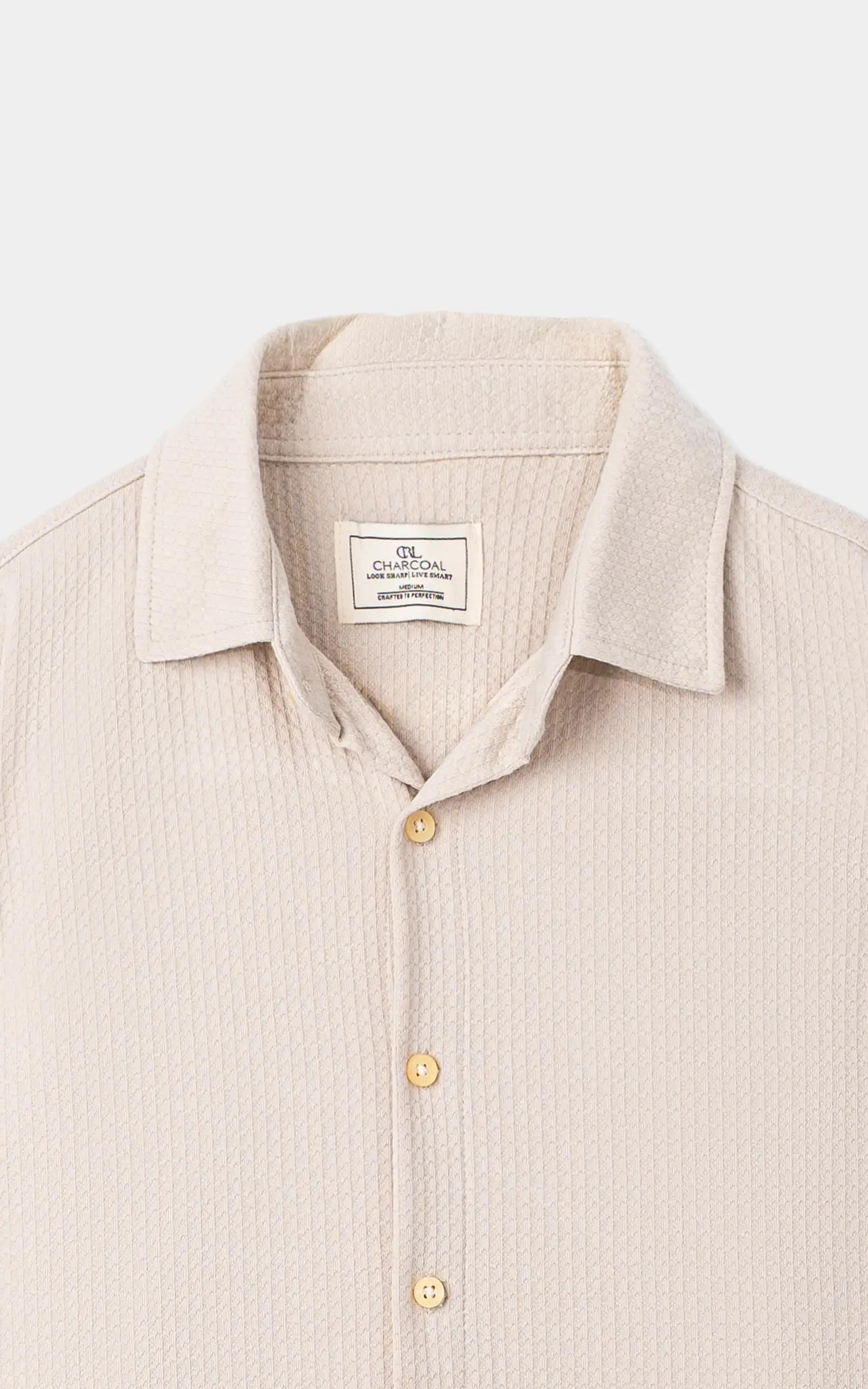 KNITTED CASUAL SHIRT BEIGE
