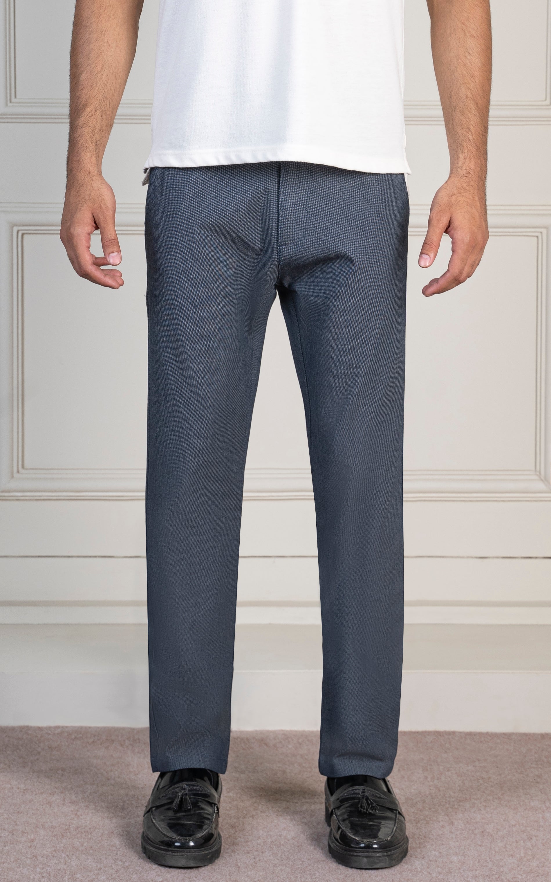 TEXTURED SMART FIT PANT NAVY