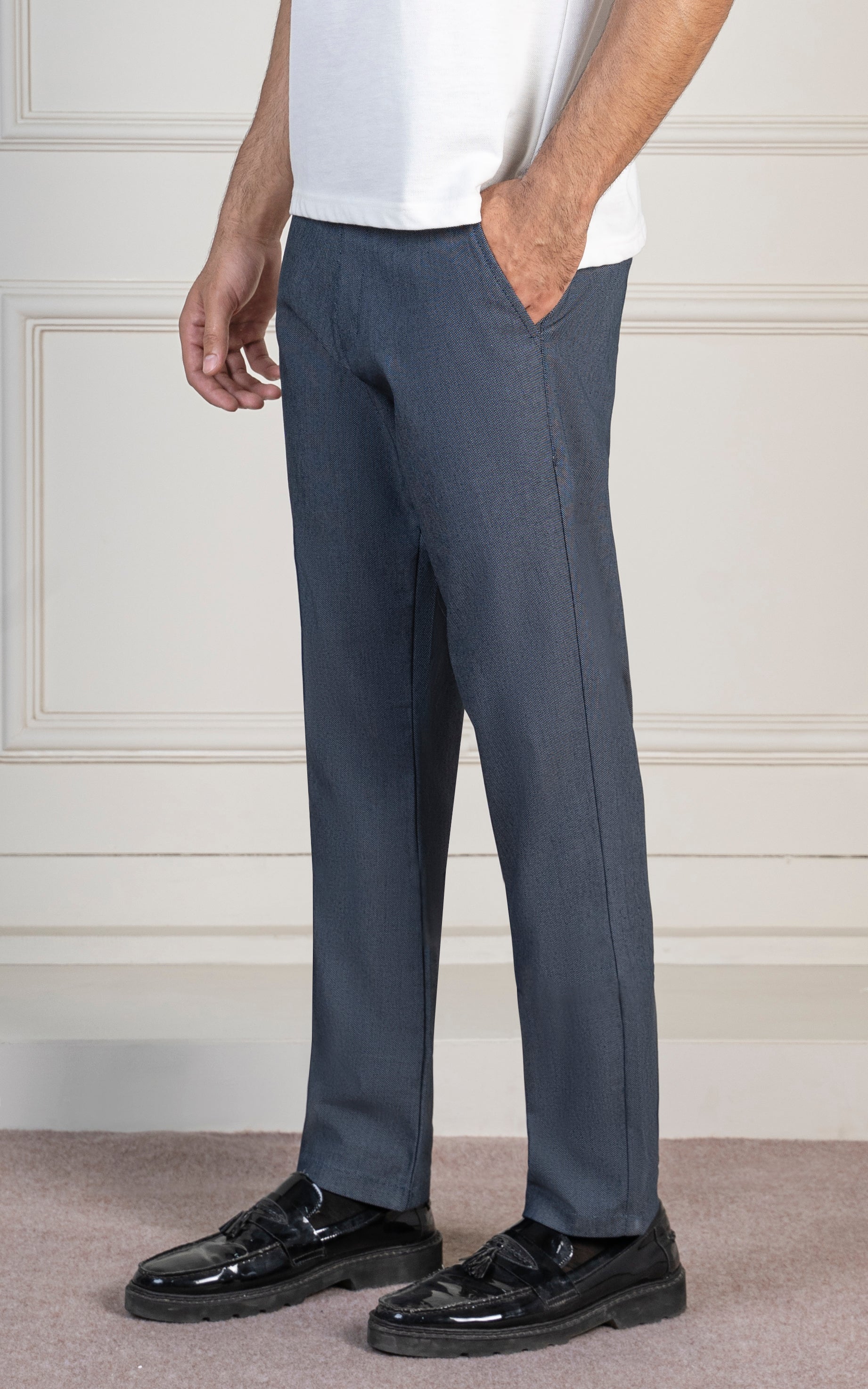 TEXTURED SMART FIT PANT NAVY