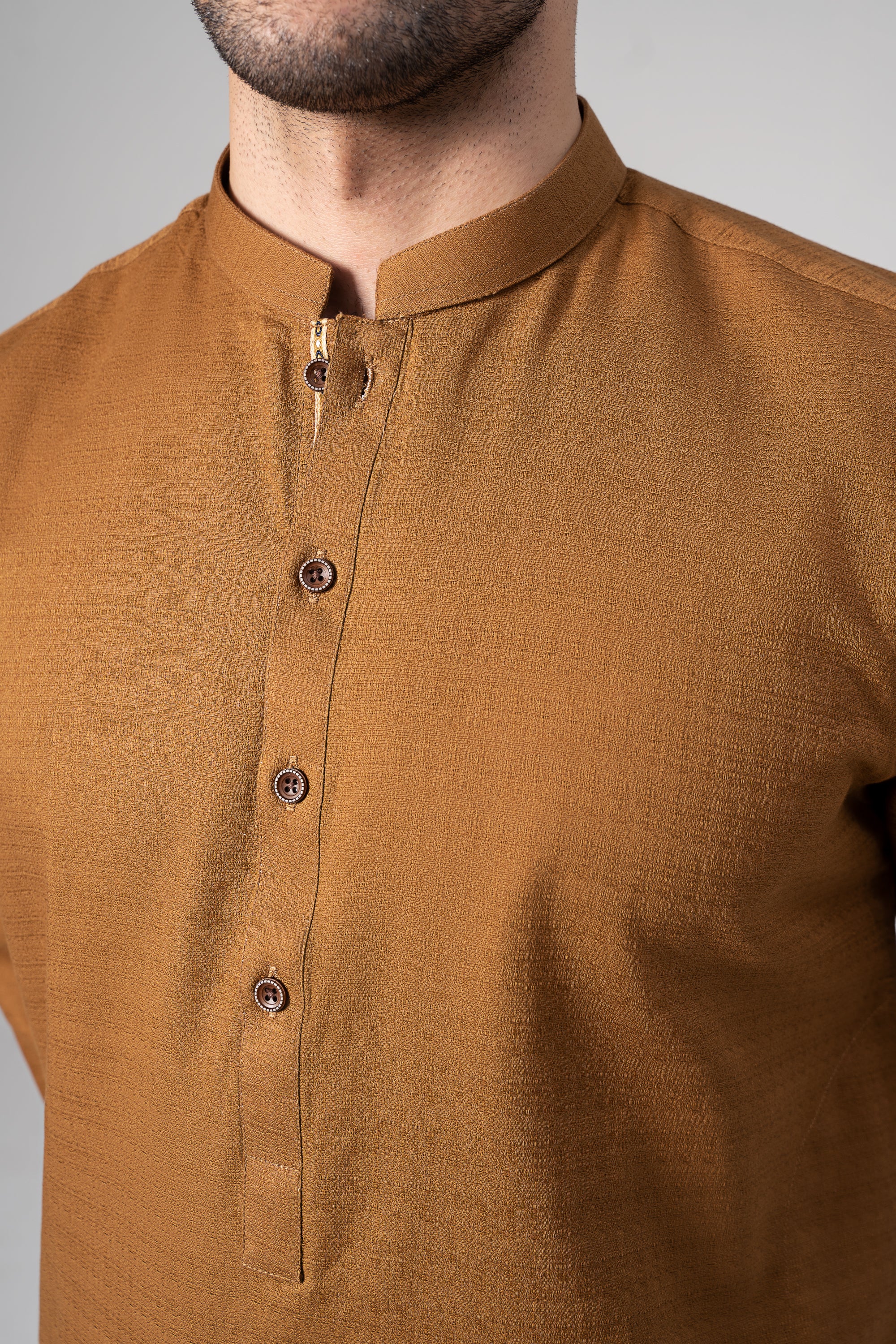 PREMIUM SELF DOBBY KURTA MUSTARD