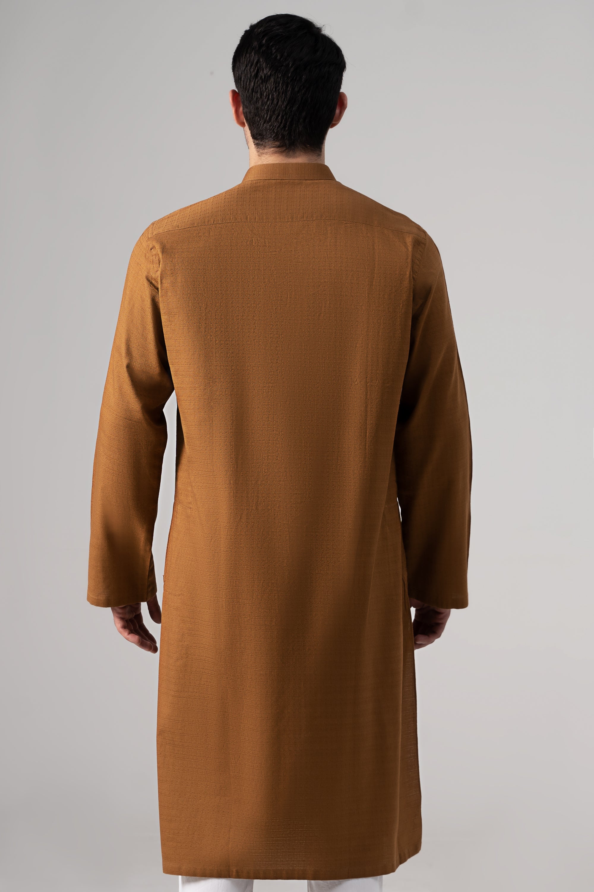 PREMIUM SELF DOBBY KURTA MUSTARD