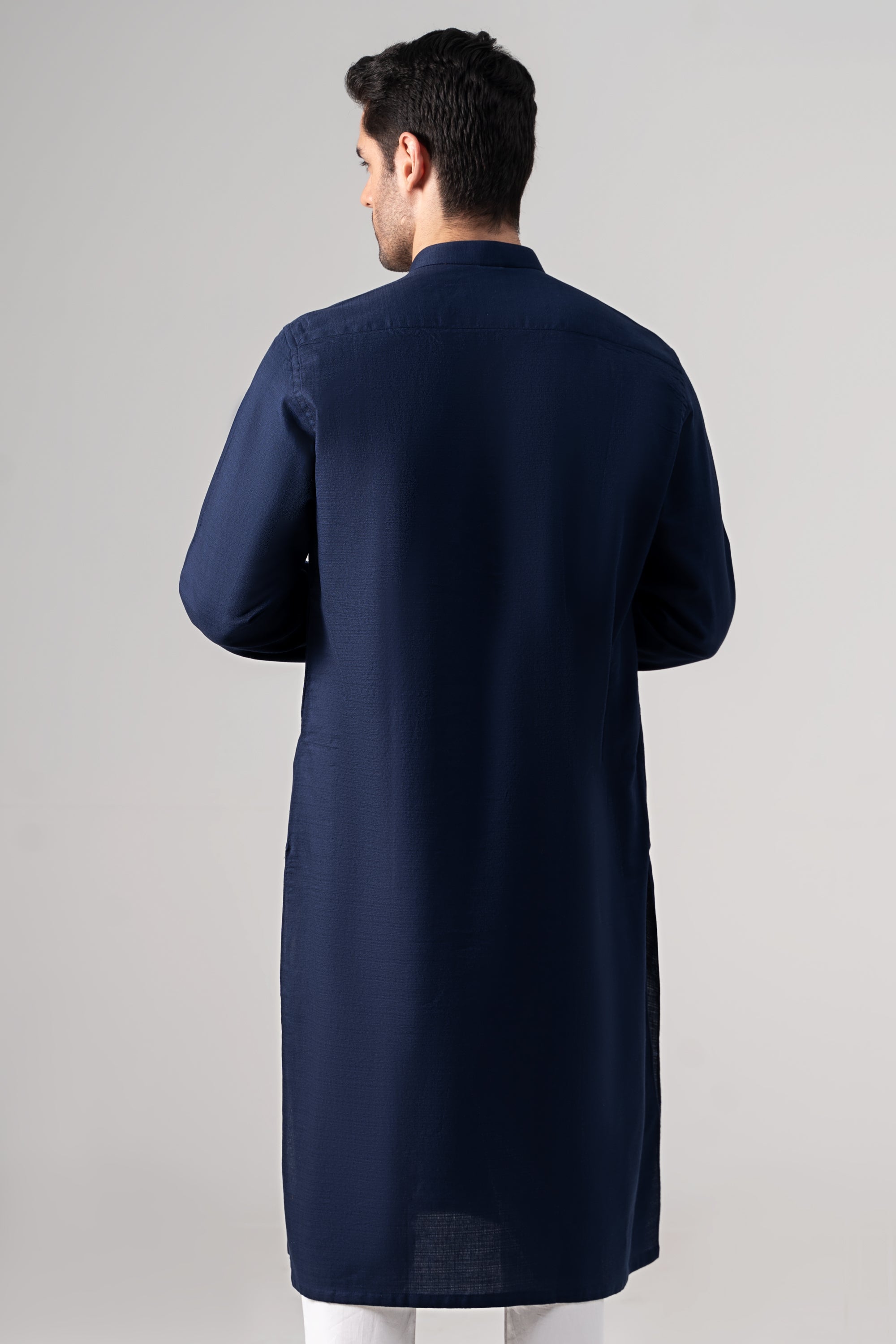 PREMIUM SELF DOBBY KURTA NAVY