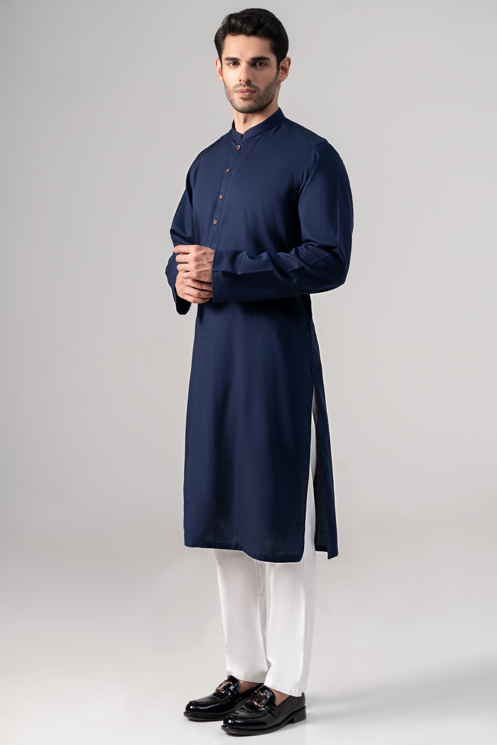 PREMIUM SELF DOBBY KURTA NAVY