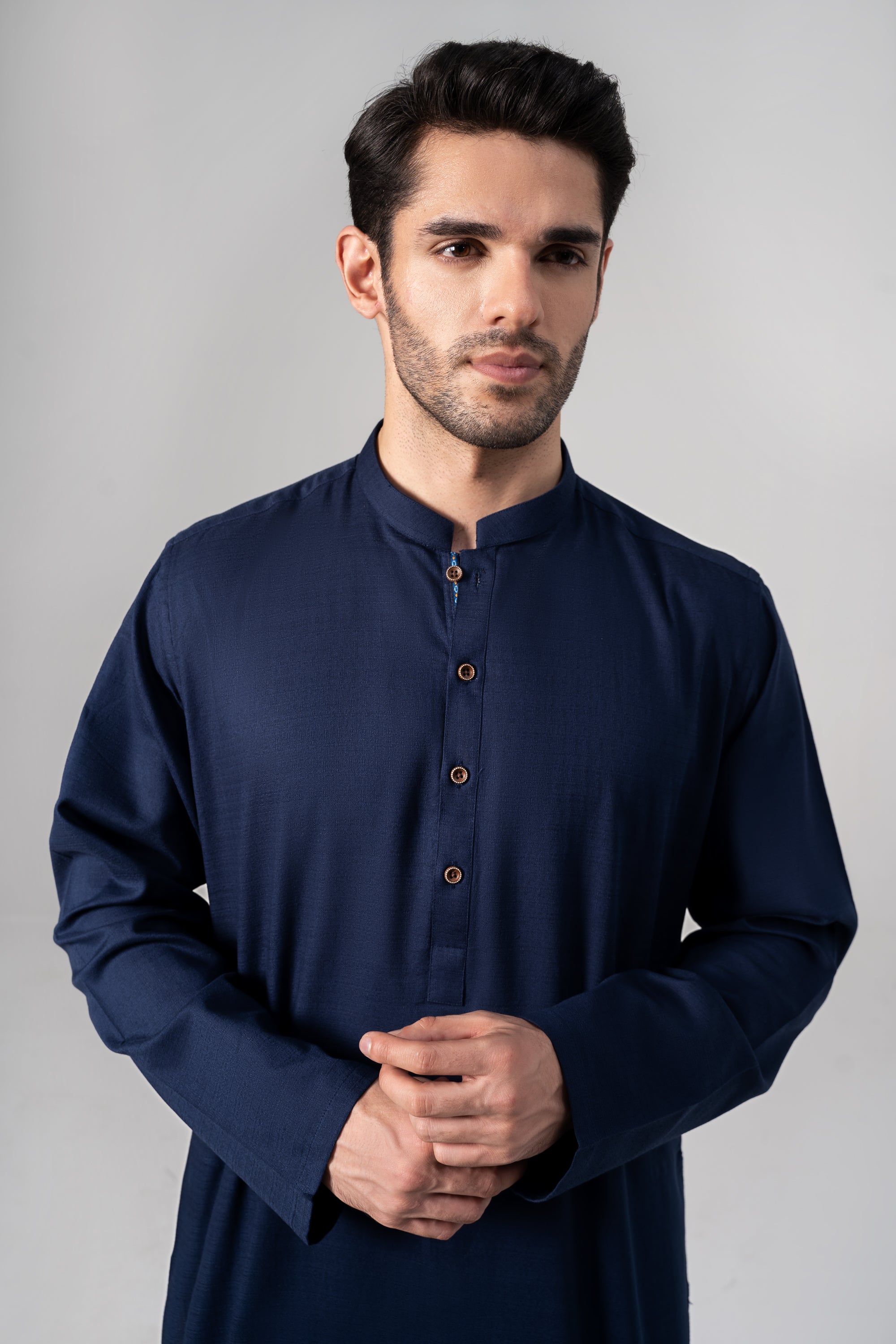 PREMIUM SELF DOBBY KURTA NAVY