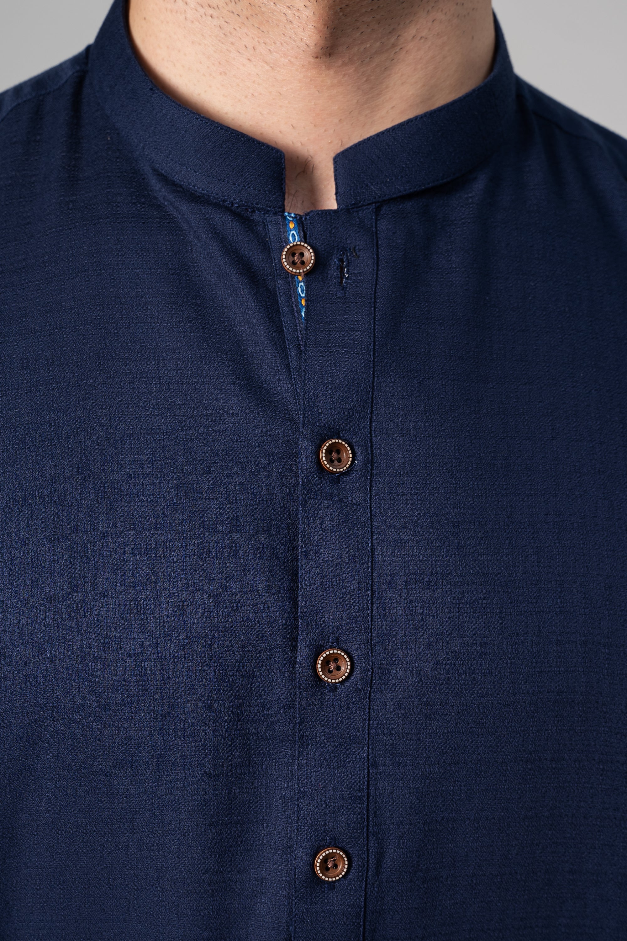 PREMIUM SELF DOBBY KURTA NAVY