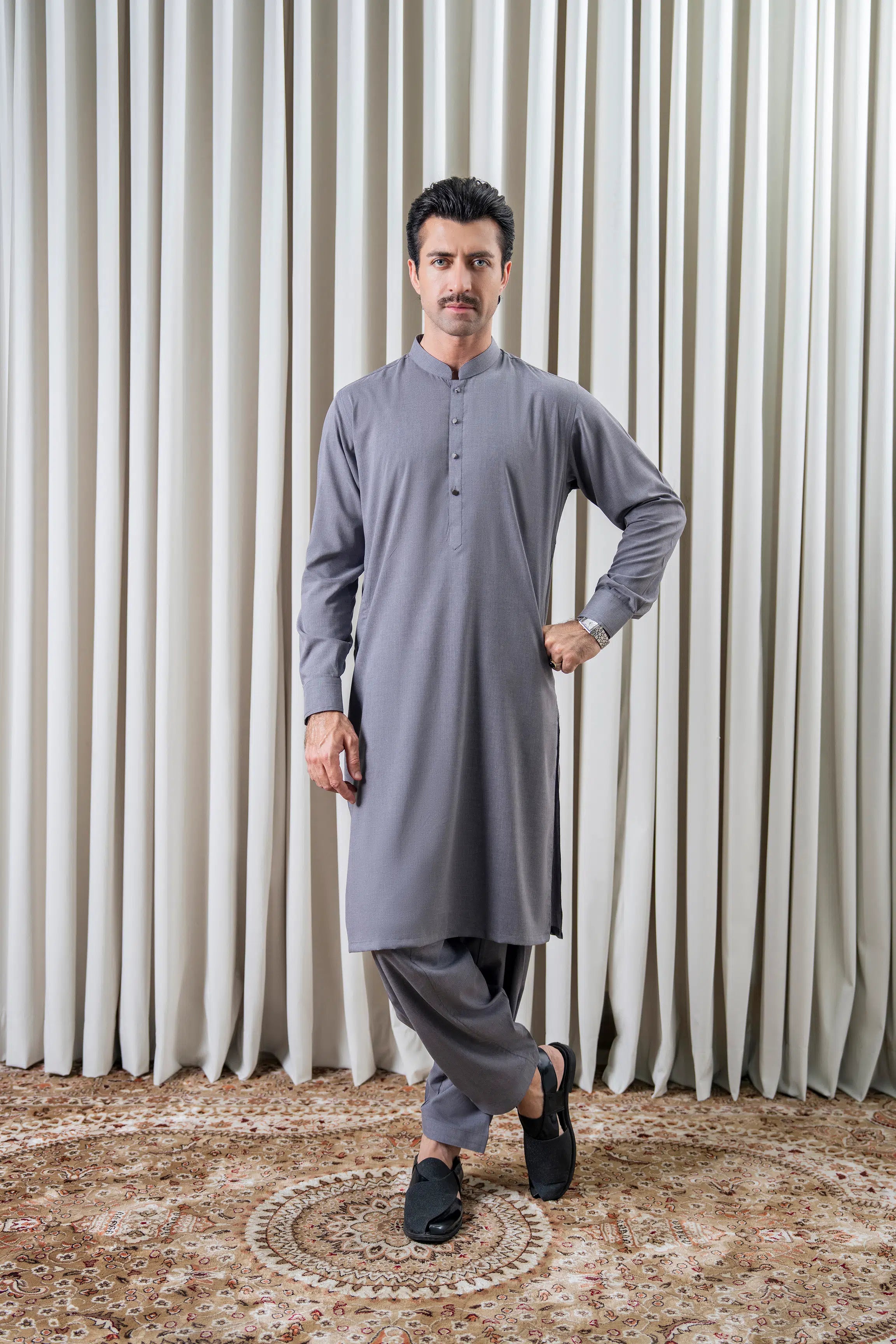 BLENDED MELANGE KAMEEZ SHALWAR - CLASSIC COLLECTION MID GREY