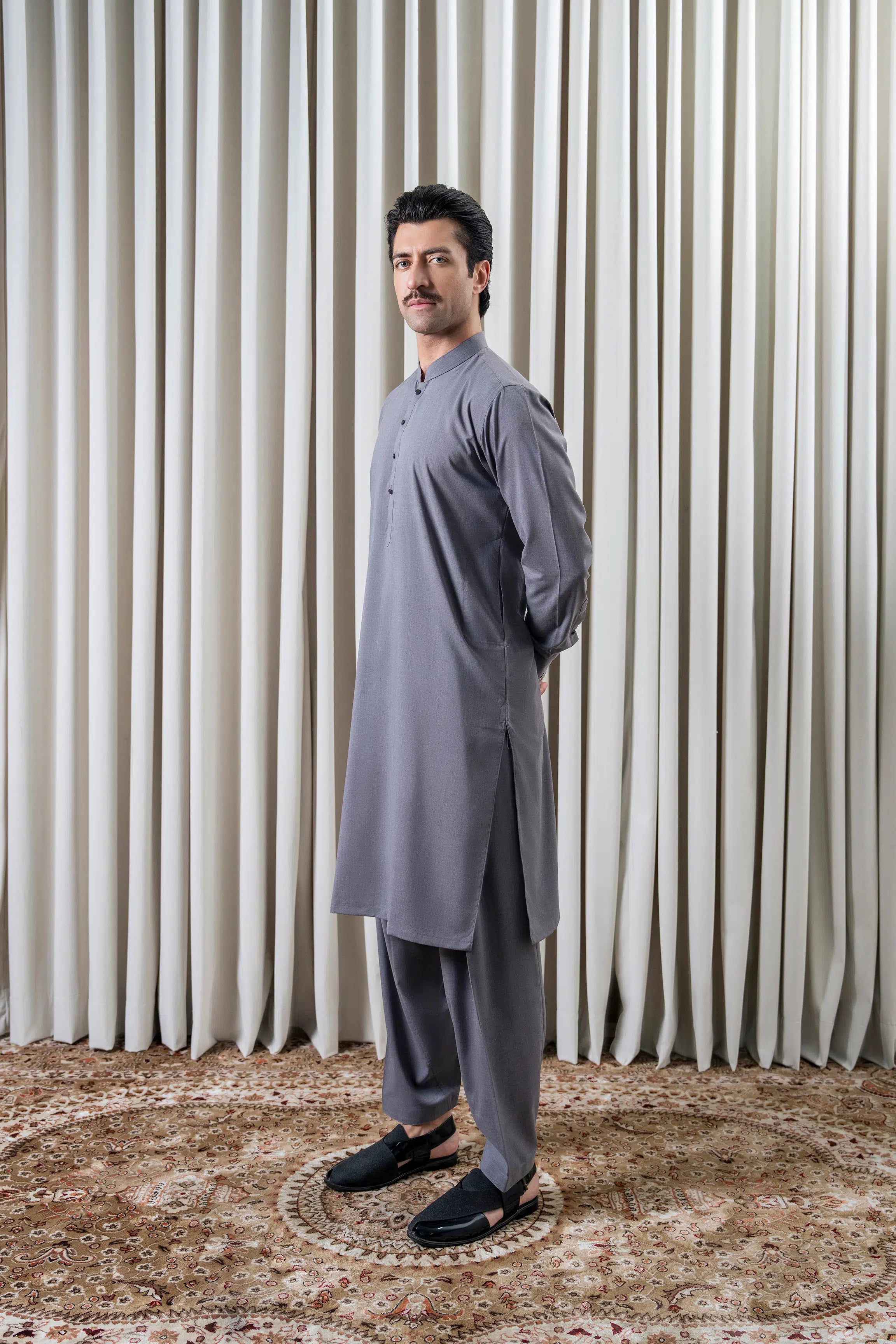 BLENDED MELANGE KAMEEZ SHALWAR - CLASSIC COLLECTION MID GREY