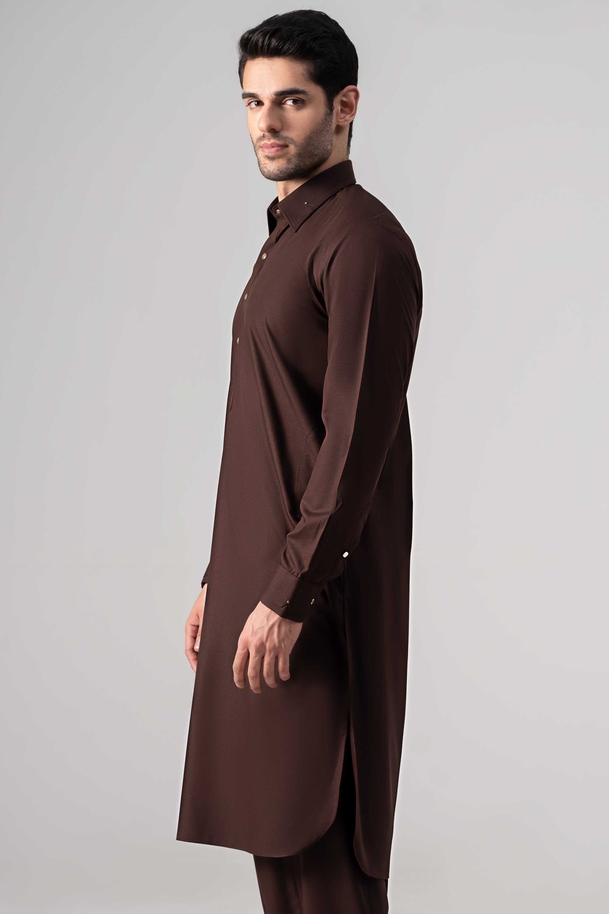 Wash & Wear Kameez Shalwar - SIGNATURE COLLECTION DARK BROWN