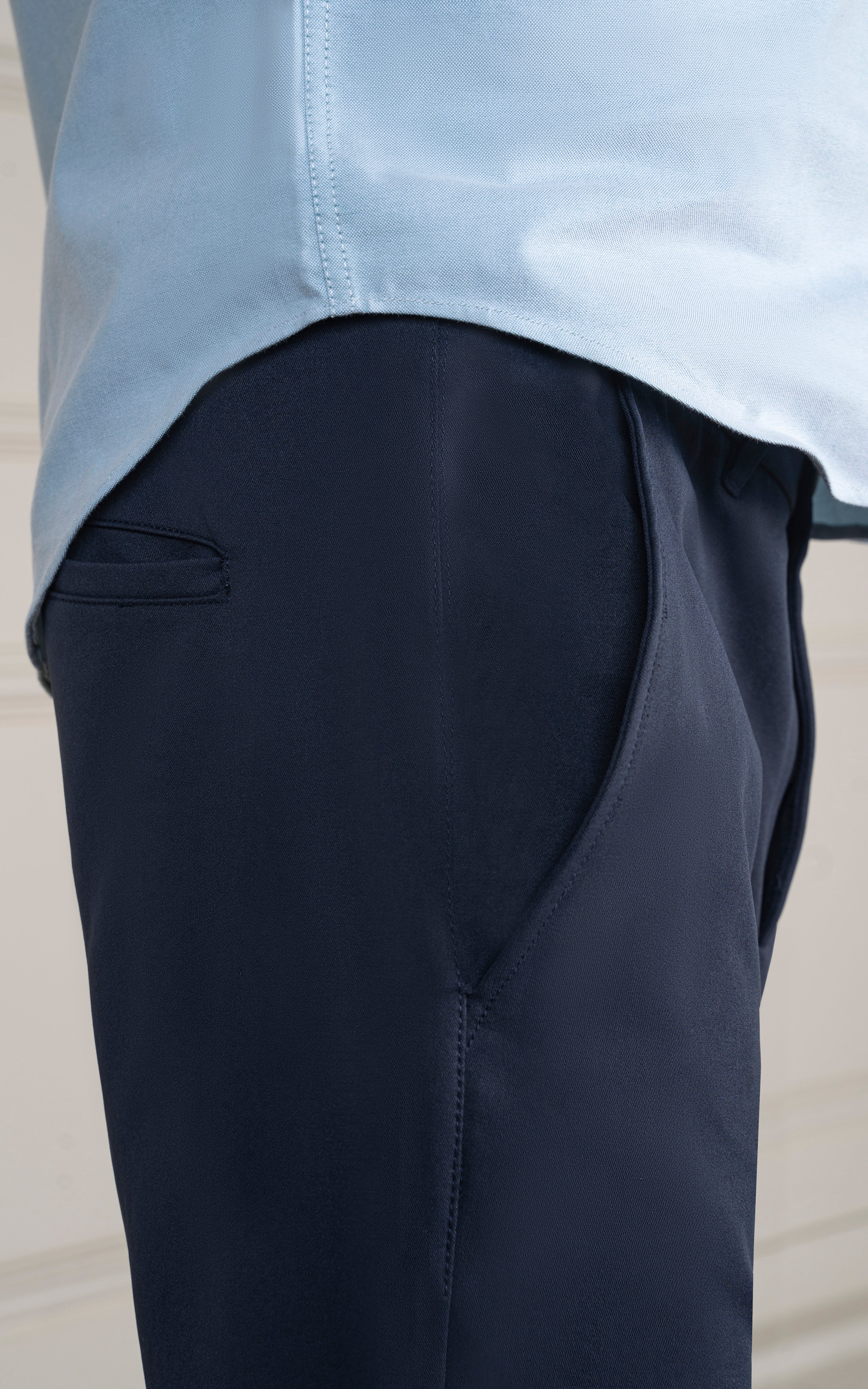 PLAIN REGULAR TAPERED BI-STRETCH PANT NAVY