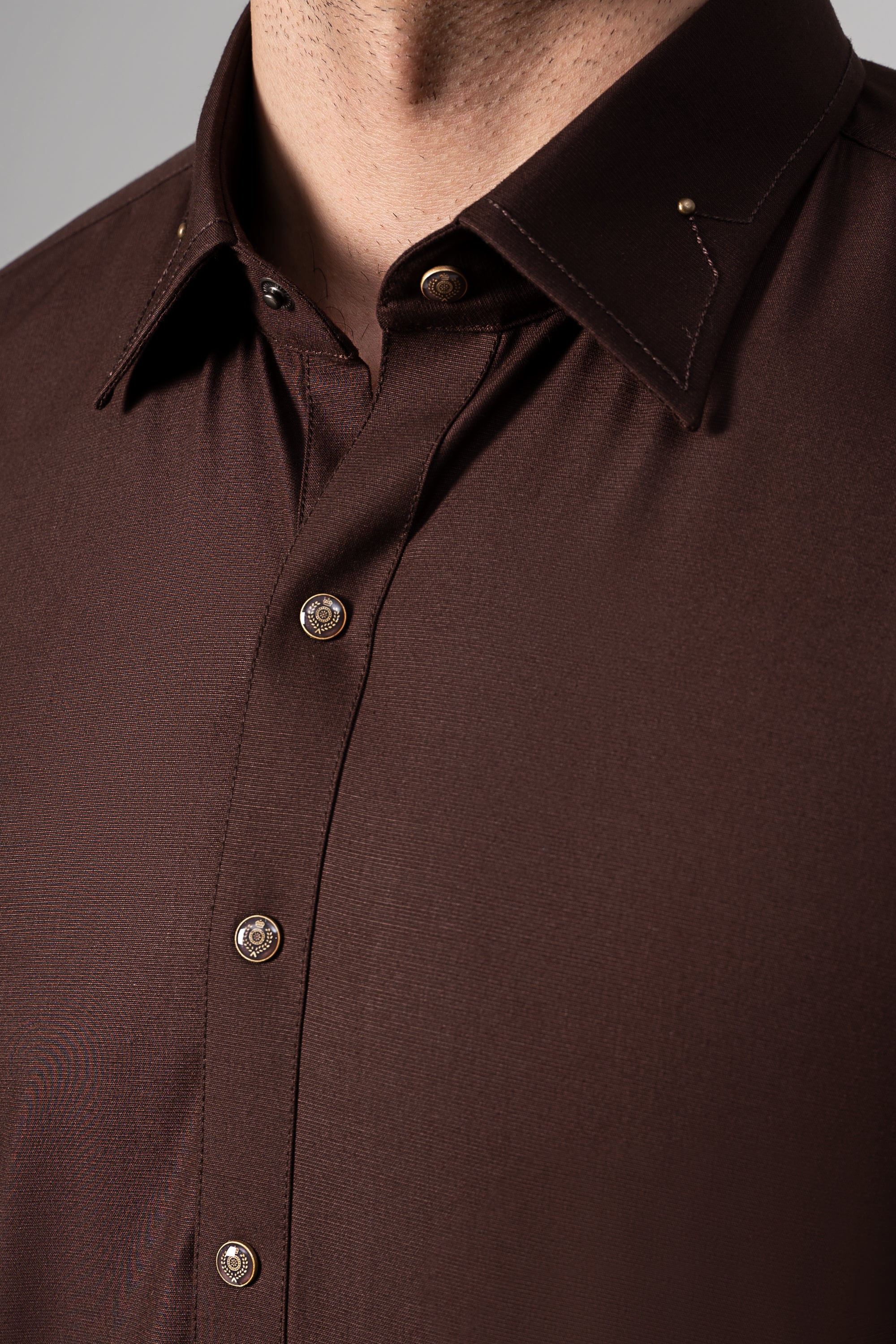 Wash & Wear Kameez Shalwar - SIGNATURE COLLECTION DARK BROWN