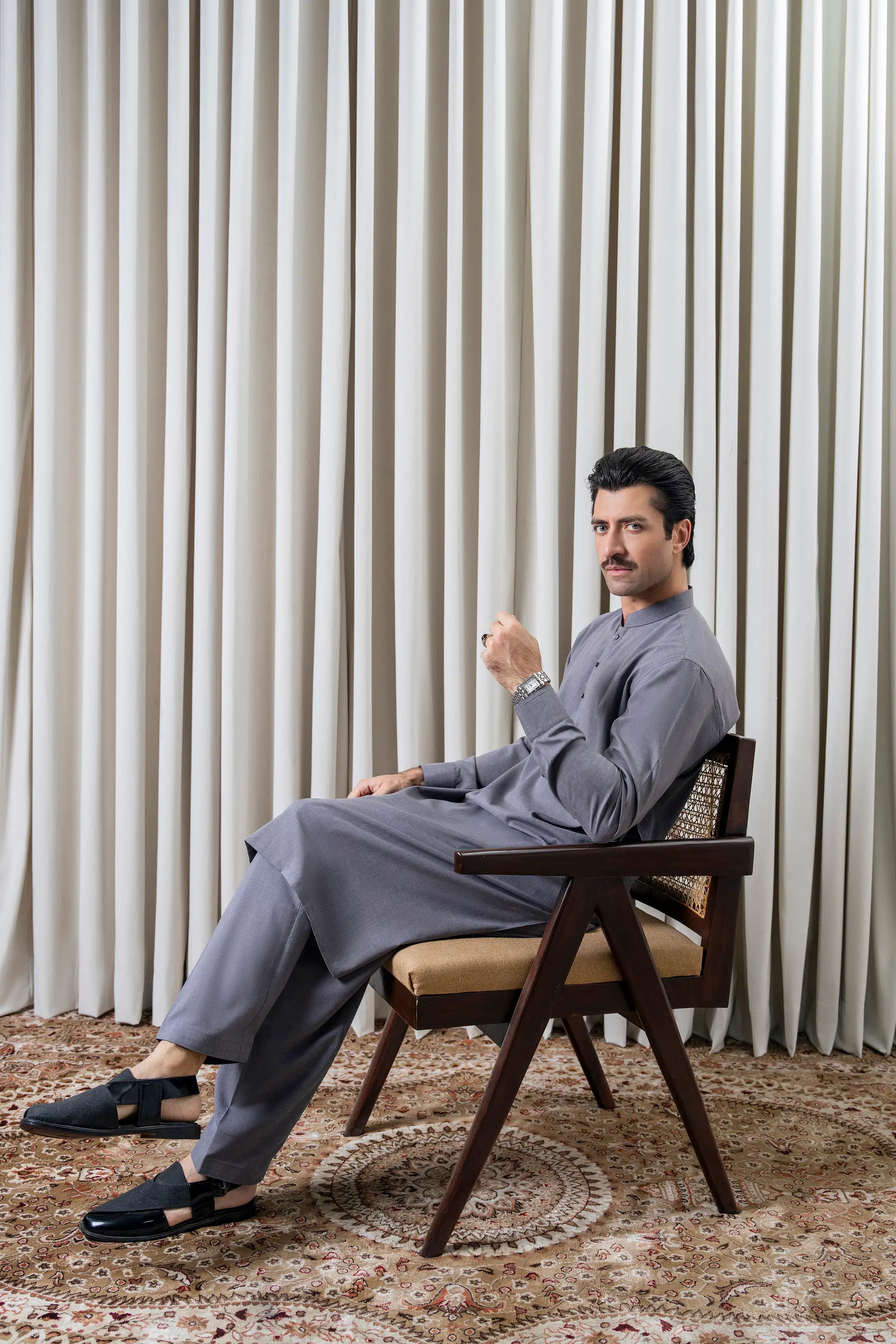 BLENDED MELANGE KAMEEZ SHALWAR - CLASSIC COLLECTION MID GREY