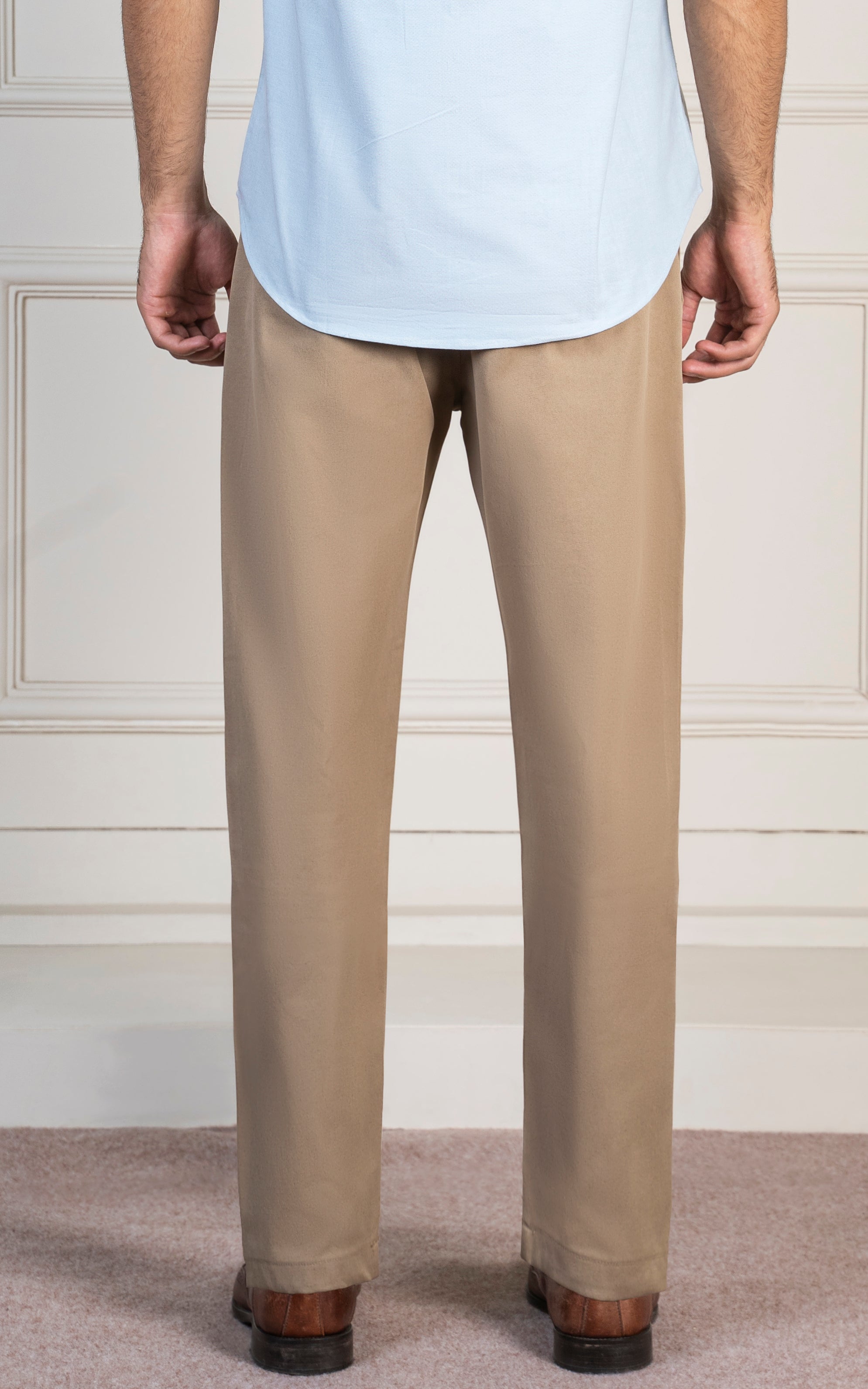 PLAIN REGULAR TAPERED BI-STRETCH PANT KHAKI