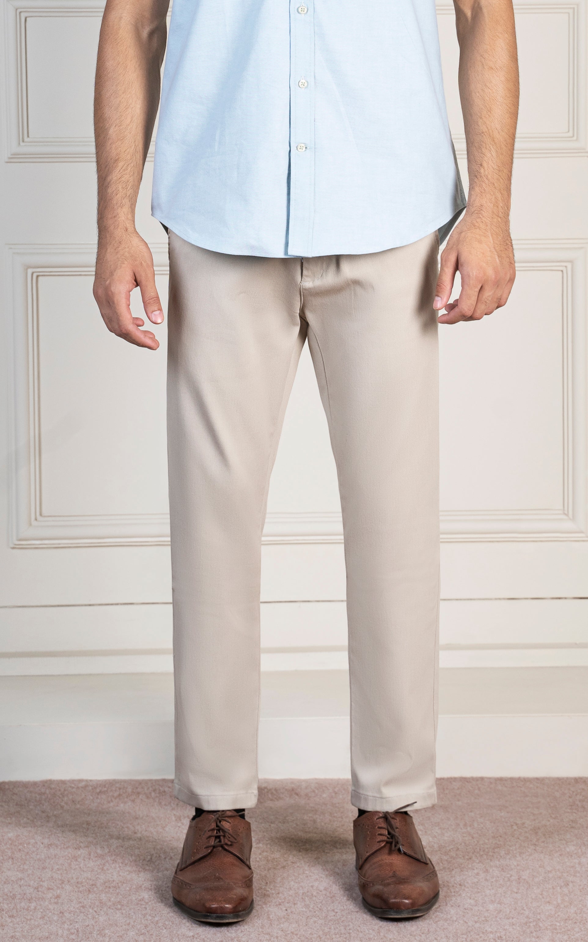 DOBBY SMART FIT PANT BEIGE
