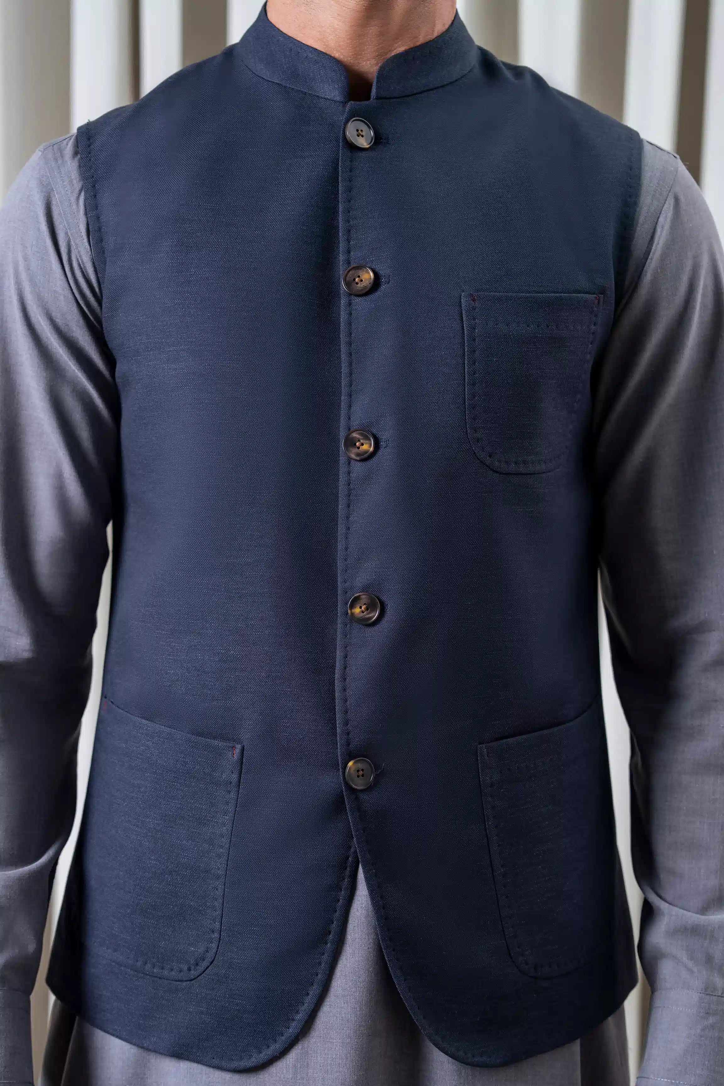 TWILL - COTTON LINEN WAISTCOAT | SIGNATURE COLLECTION NAVY