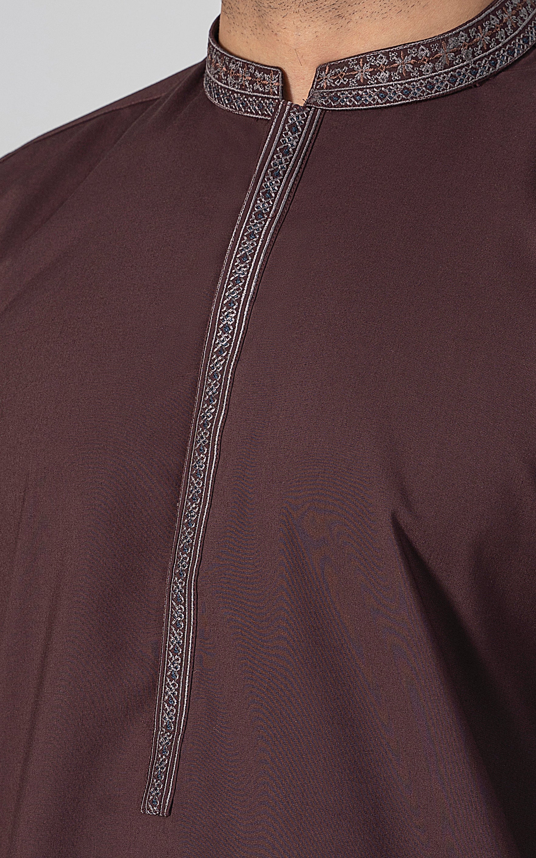 EMBROIDERED WASH & WEAR - PREMIUM COLLECTION DULL MAROON