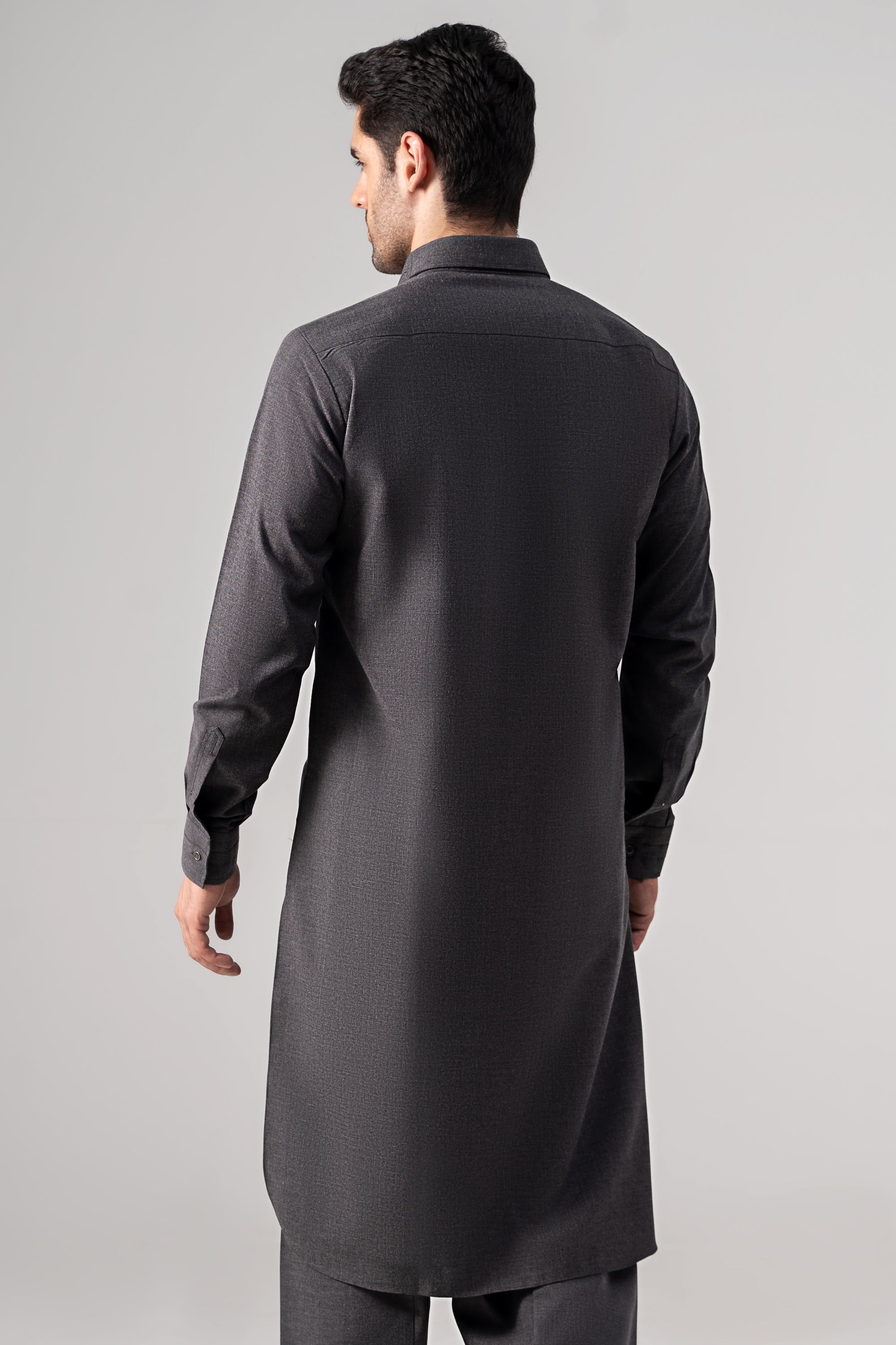 YARN DYED KAMEEZ SHALWAR CHARCOAL MELANGE