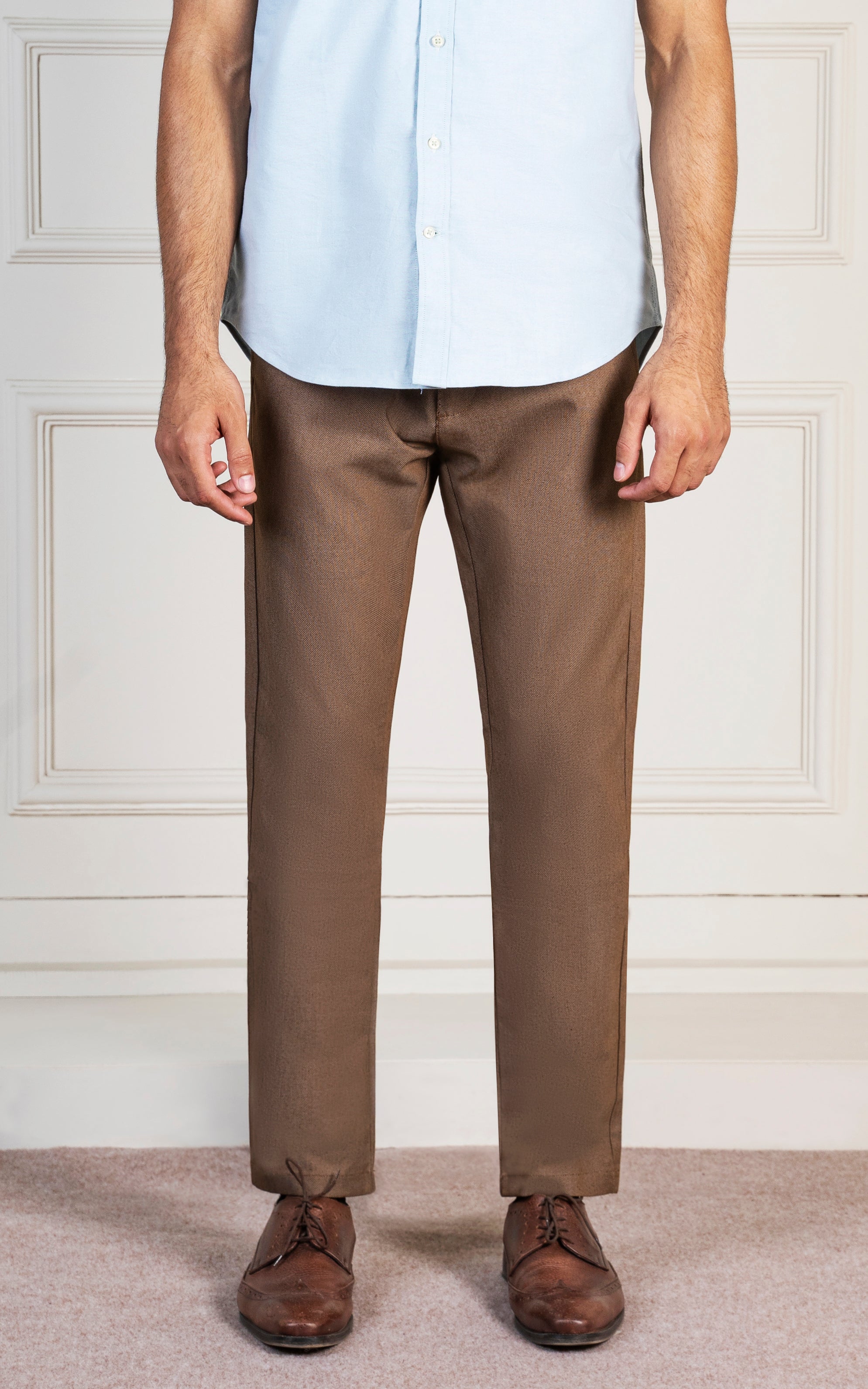 TEXTURED SMART FIT PANT CAMEL