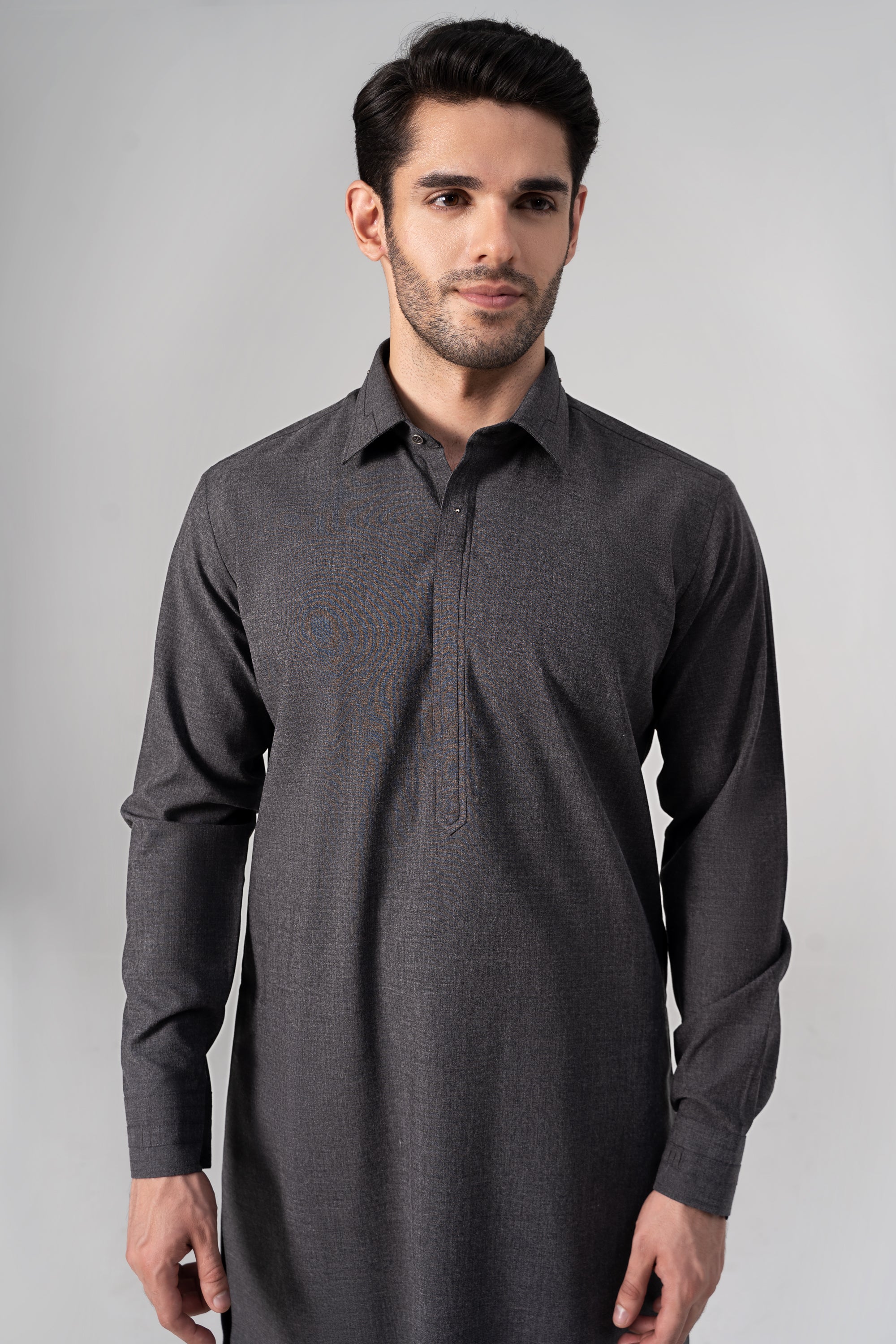 YARN DYED KAMEEZ SHALWAR CHARCOAL MELANGE