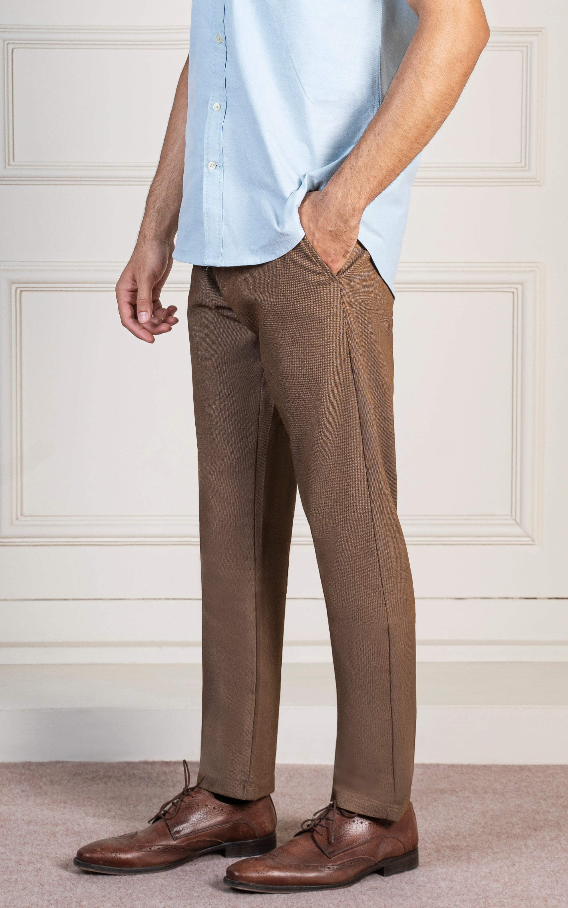 TEXTURED SMART FIT PANT CAMEL
