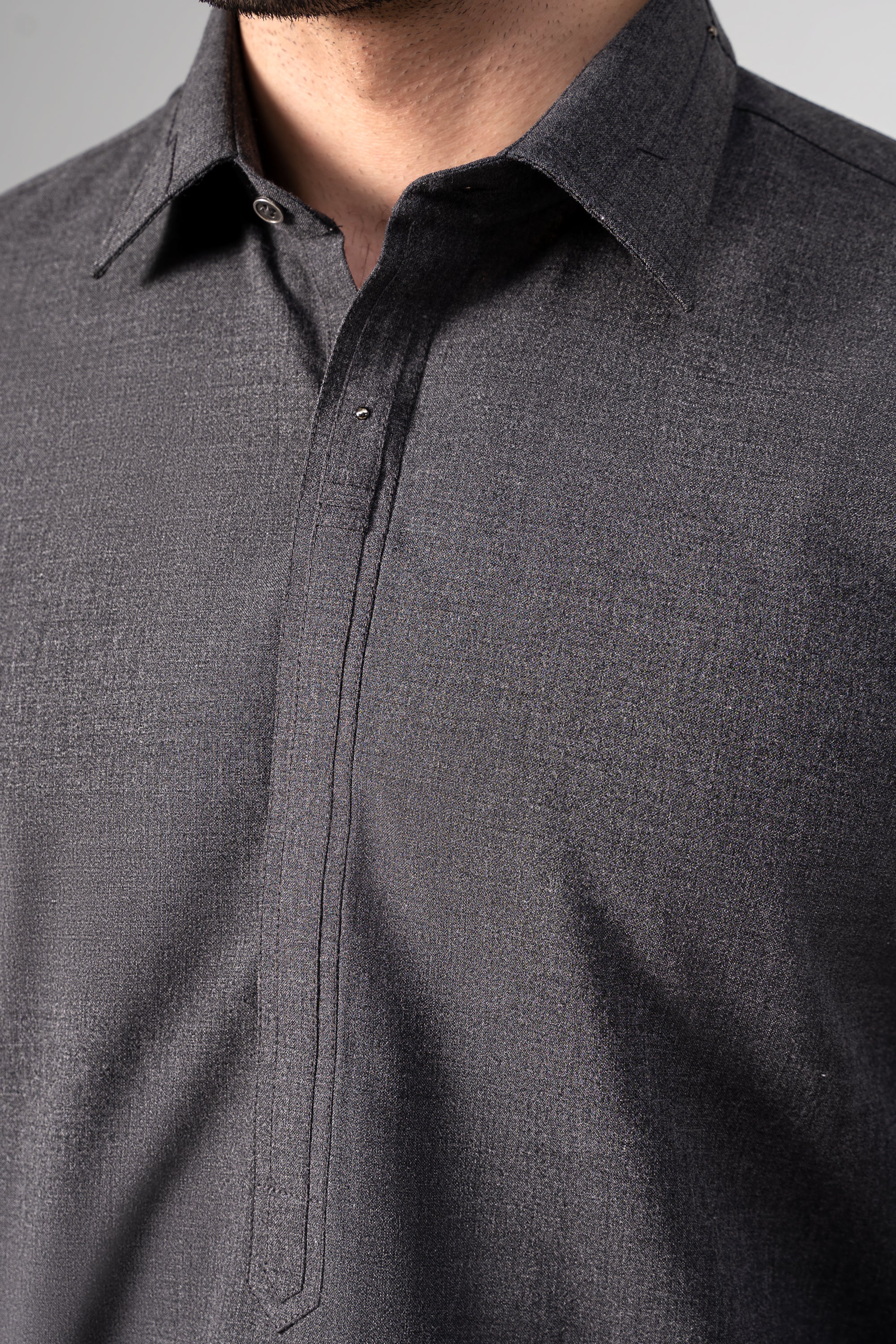 YARN DYED KAMEEZ SHALWAR CHARCOAL MELANGE