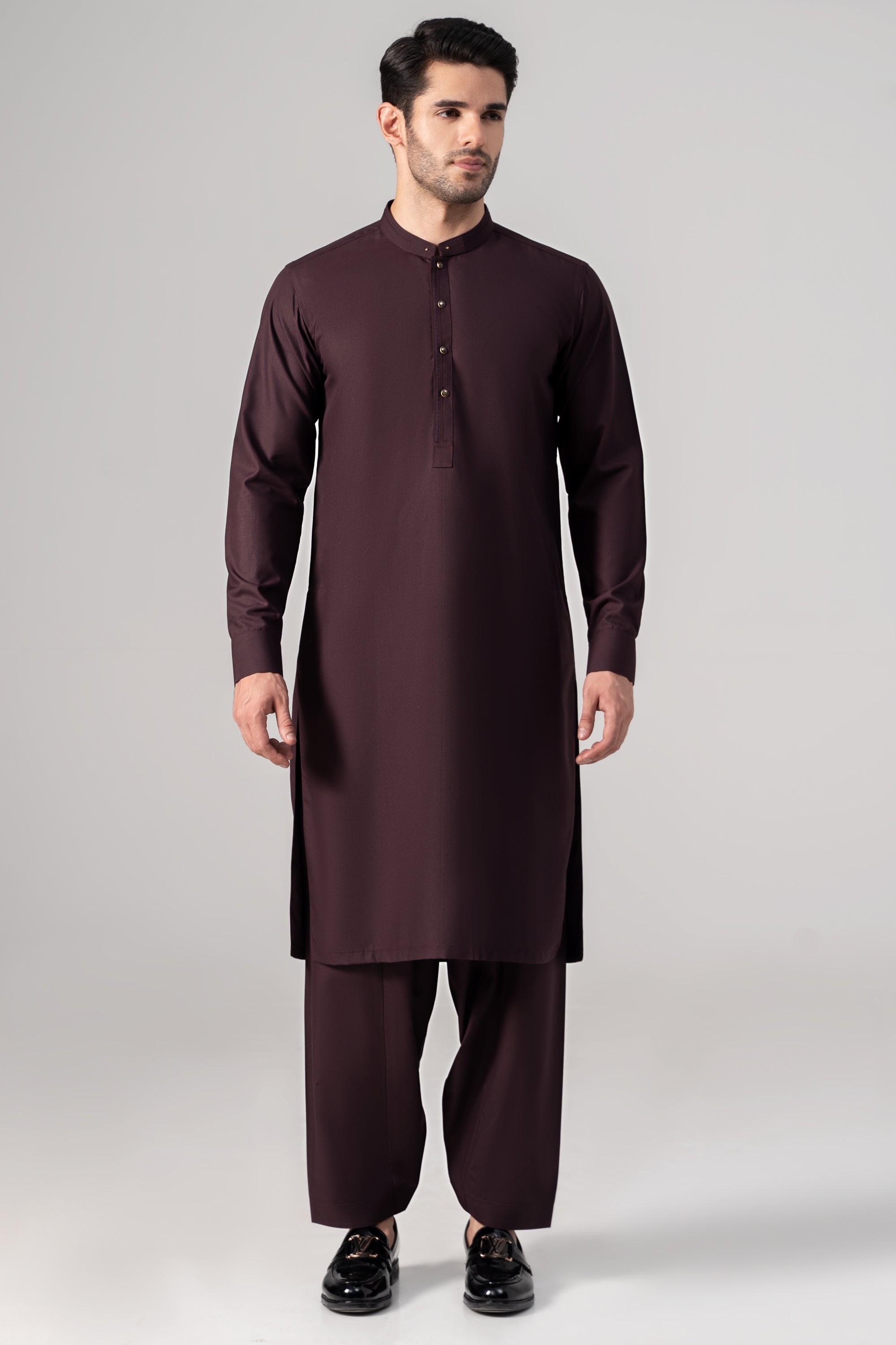 Wash & Wear Kameez Shalwar - SIGNATURE COLLECTION DARK MAROON