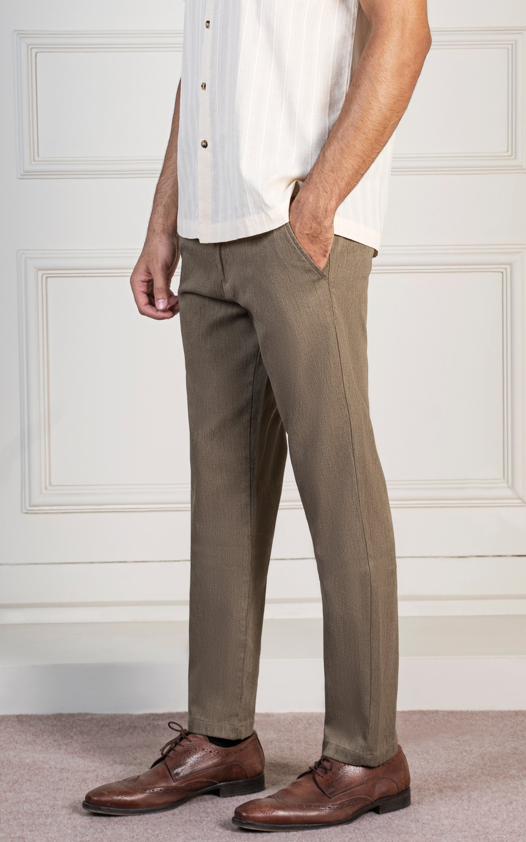 DOBBY SMART FIT PANT KHAKI
