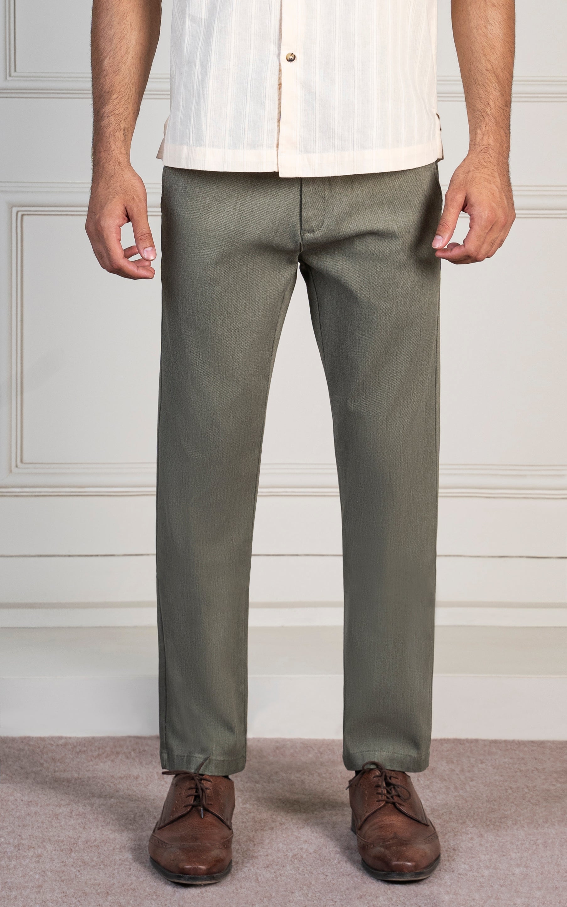 DOBBY SMART FIT PANT OLIVE