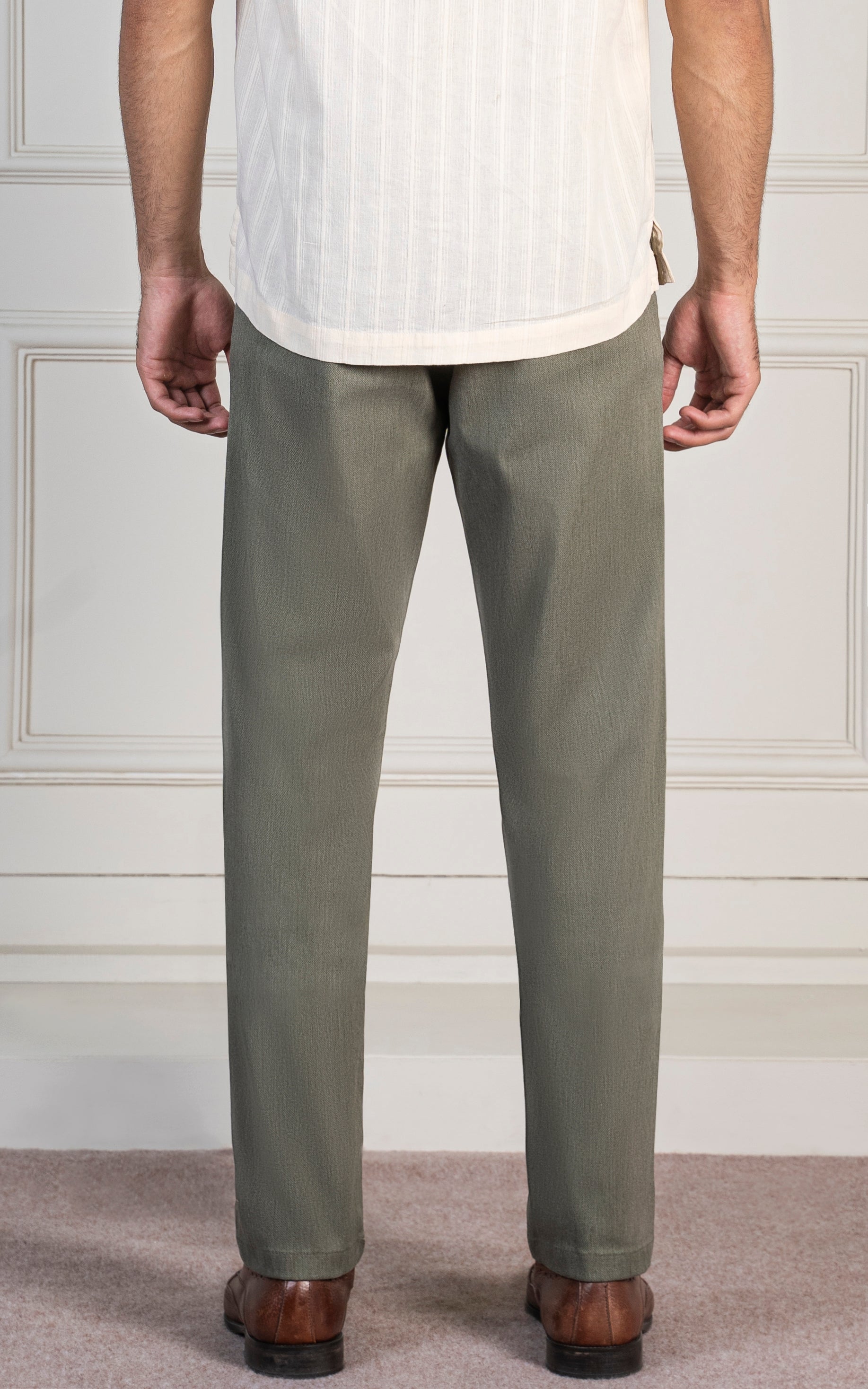 DOBBY SMART FIT PANT OLIVE