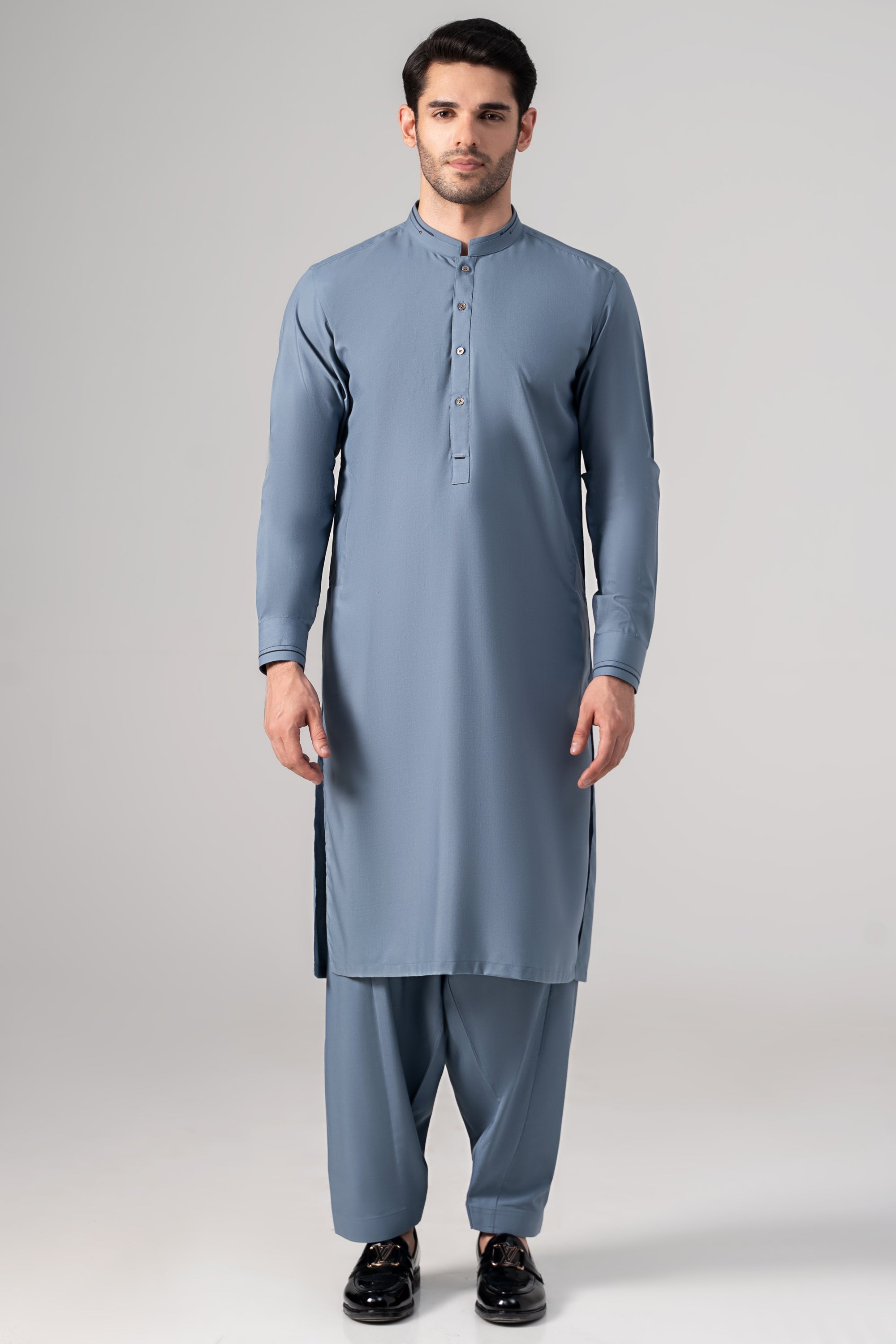 Wash & Wear Kameez Shalwar - PREMIUM COLLECTION DUST BLUE