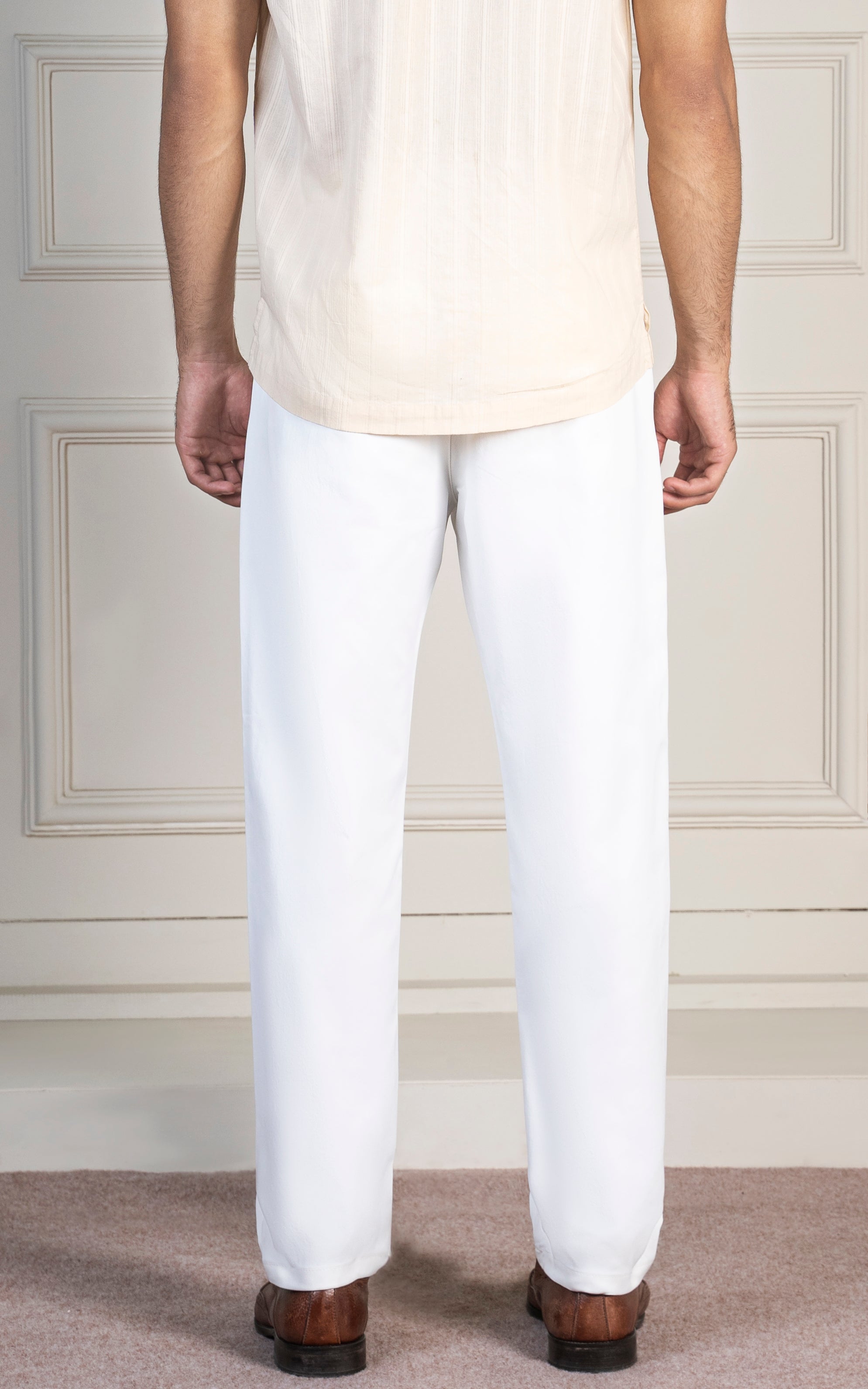 PLAIN REGULAR TAPERED BI-STRETCH PANT WHITE