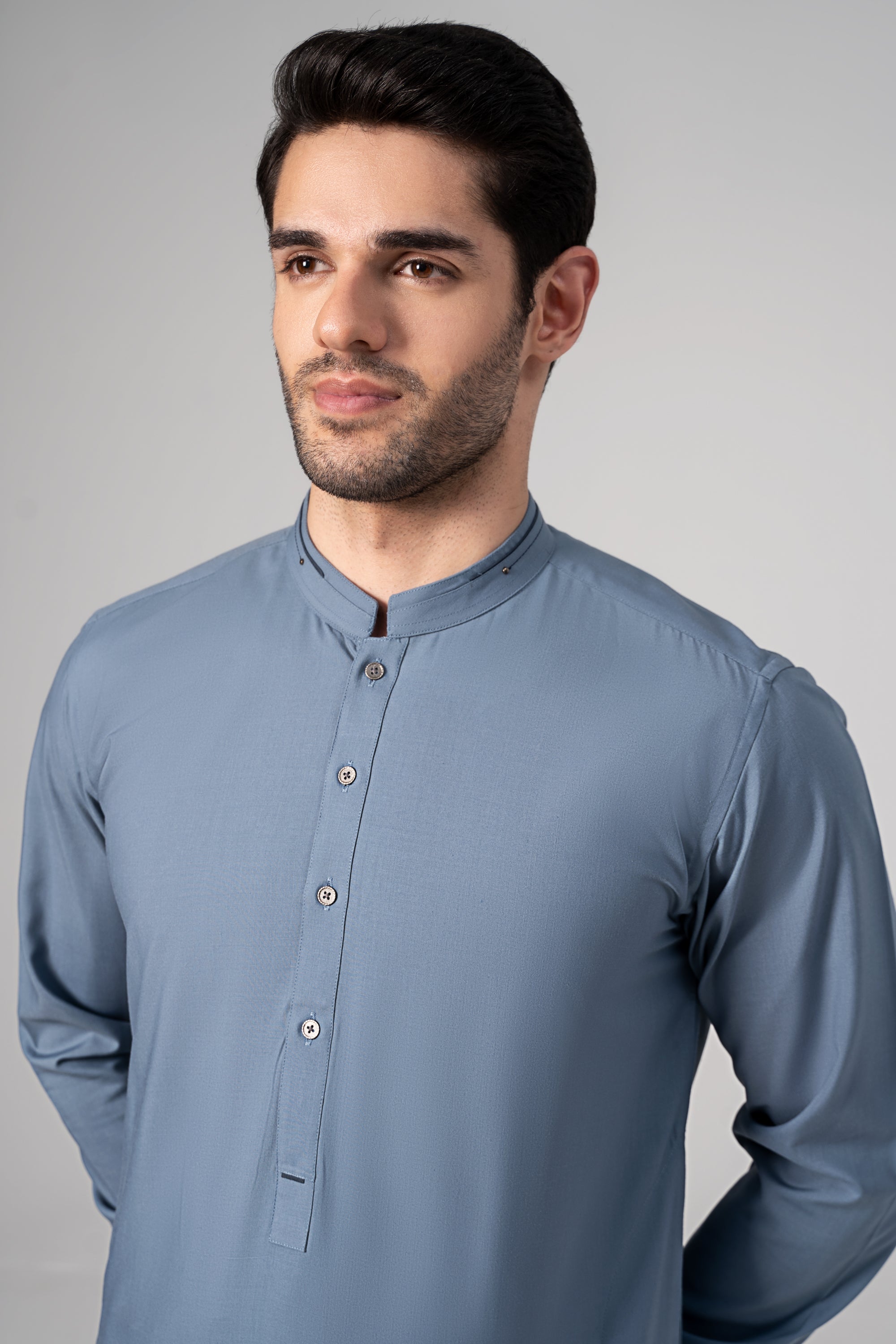 Wash & Wear Kameez Shalwar - PREMIUM COLLECTION DUST BLUE