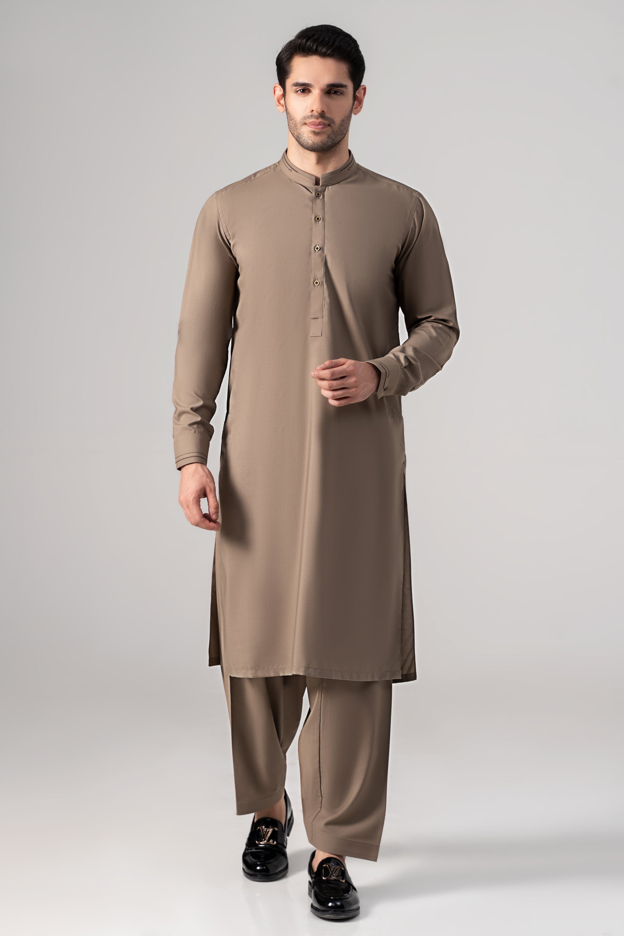 Wash & Wear Kameez Shalwar - PREMIUM COLLECTION MID BROWN