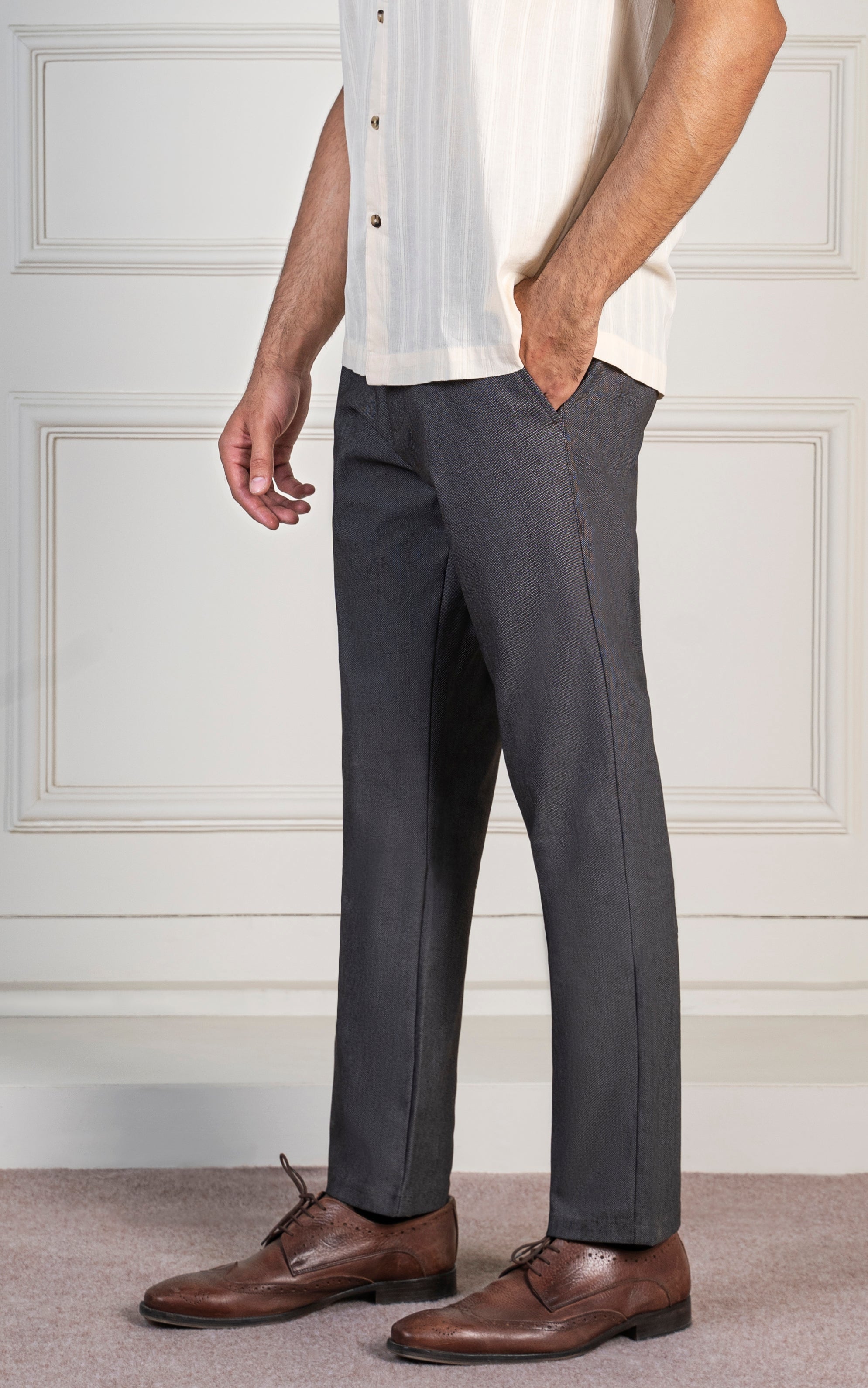 TEXTURED SMART FIT PANT BLACK