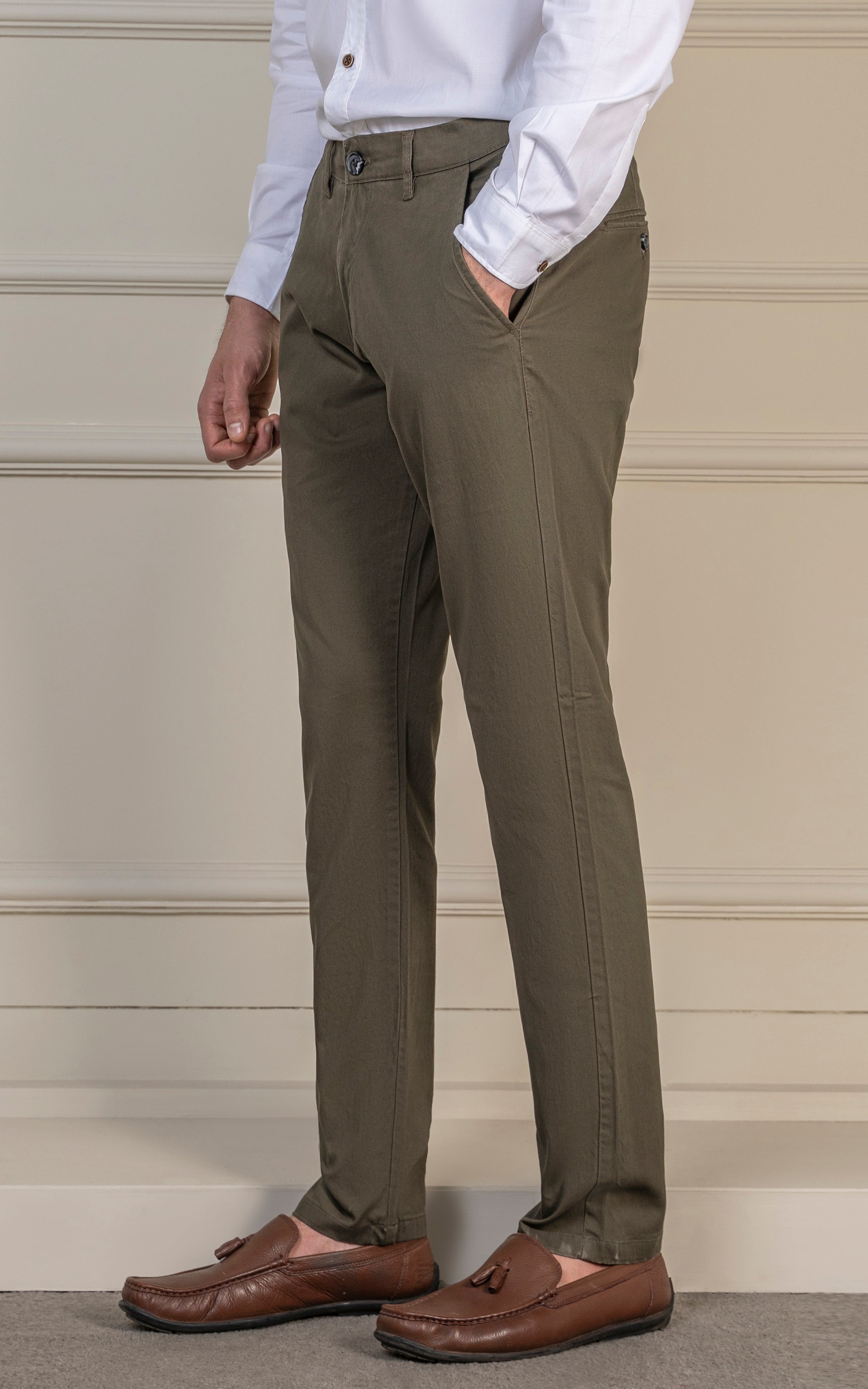 SLIM FIT TWILL PANT OLIVE
