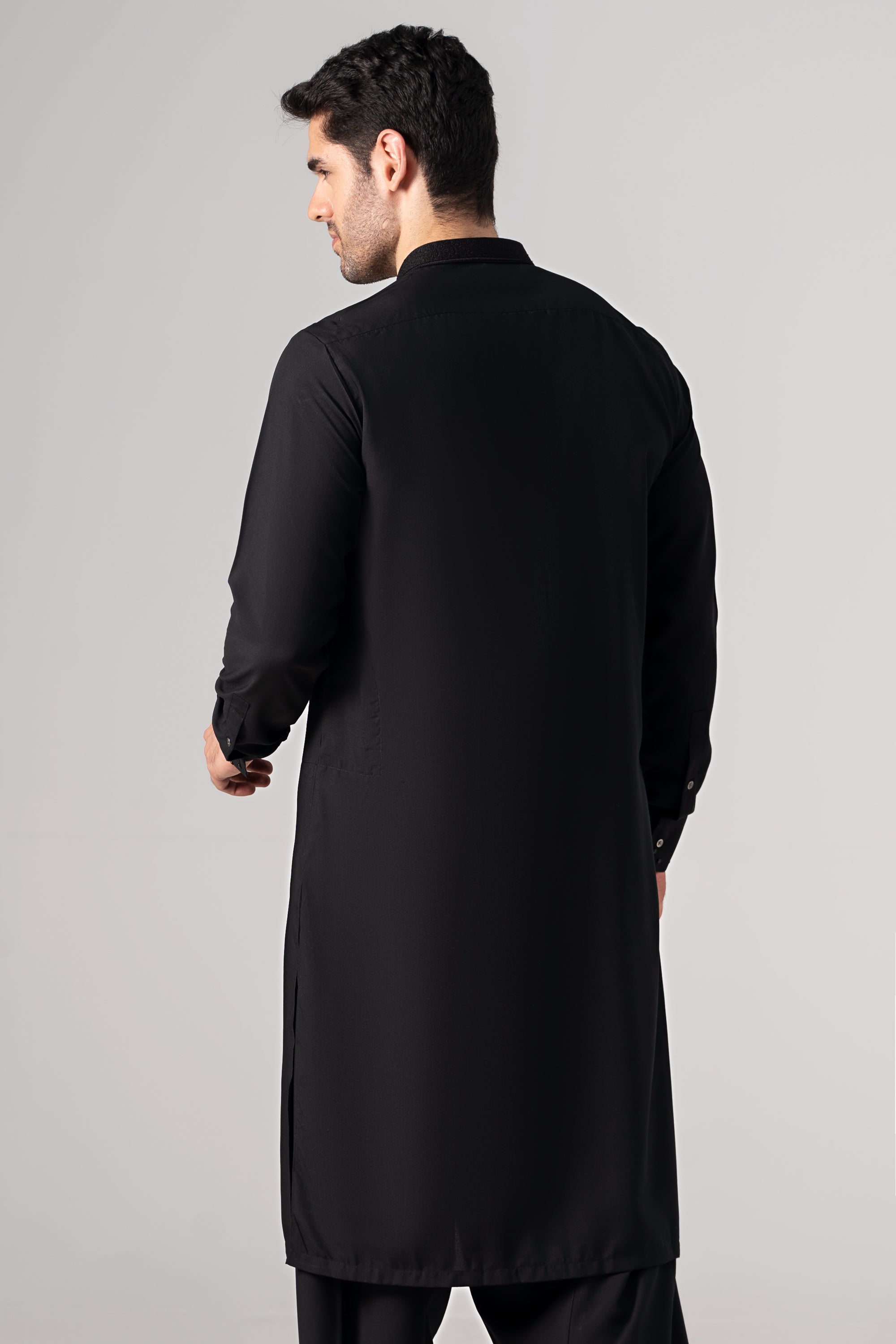 EMBROIDERED - Wash & Wear KAMEEZ SHALWAR BLACK