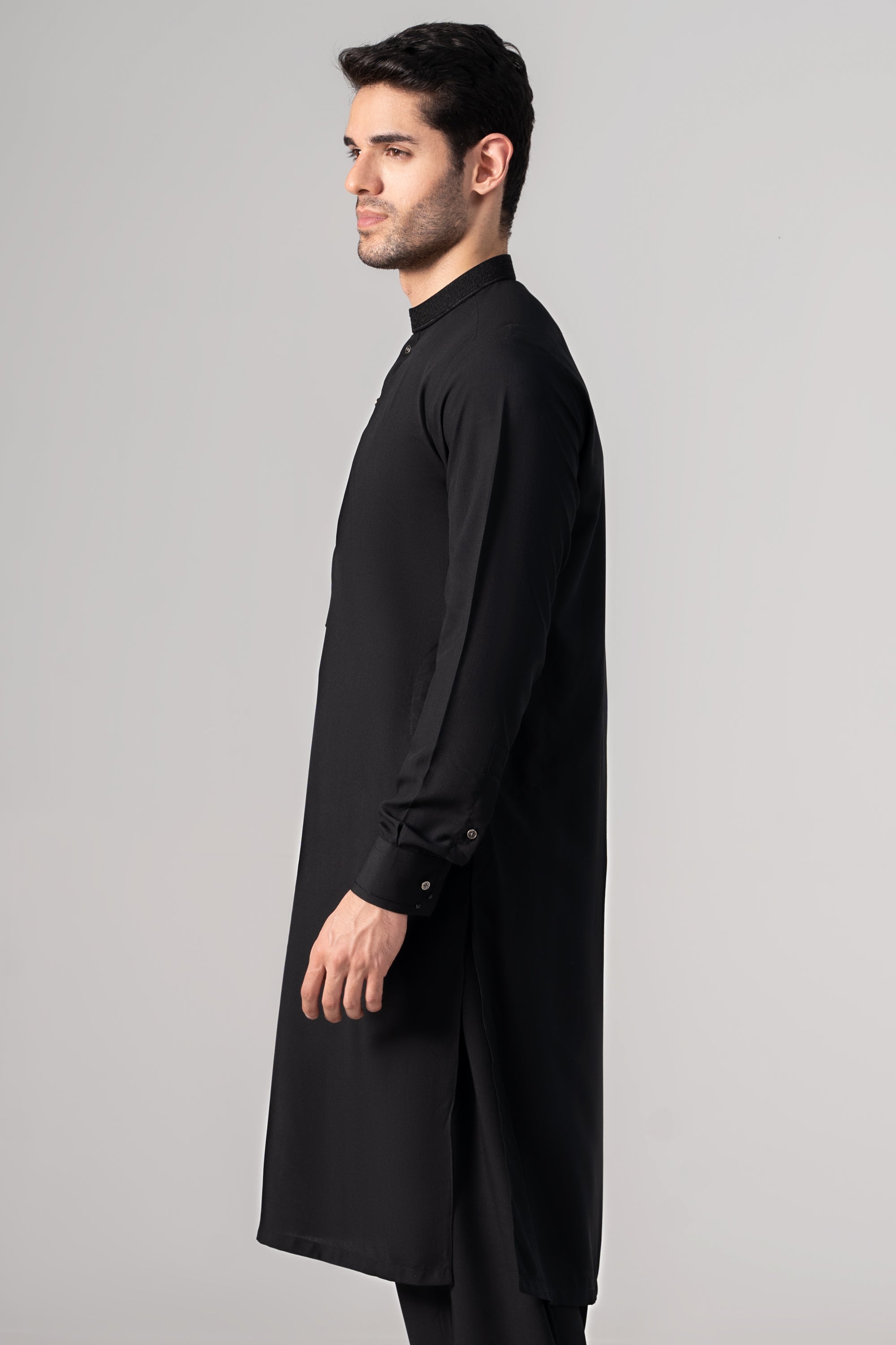 EMBROIDERED - Wash & Wear KAMEEZ SHALWAR BLACK