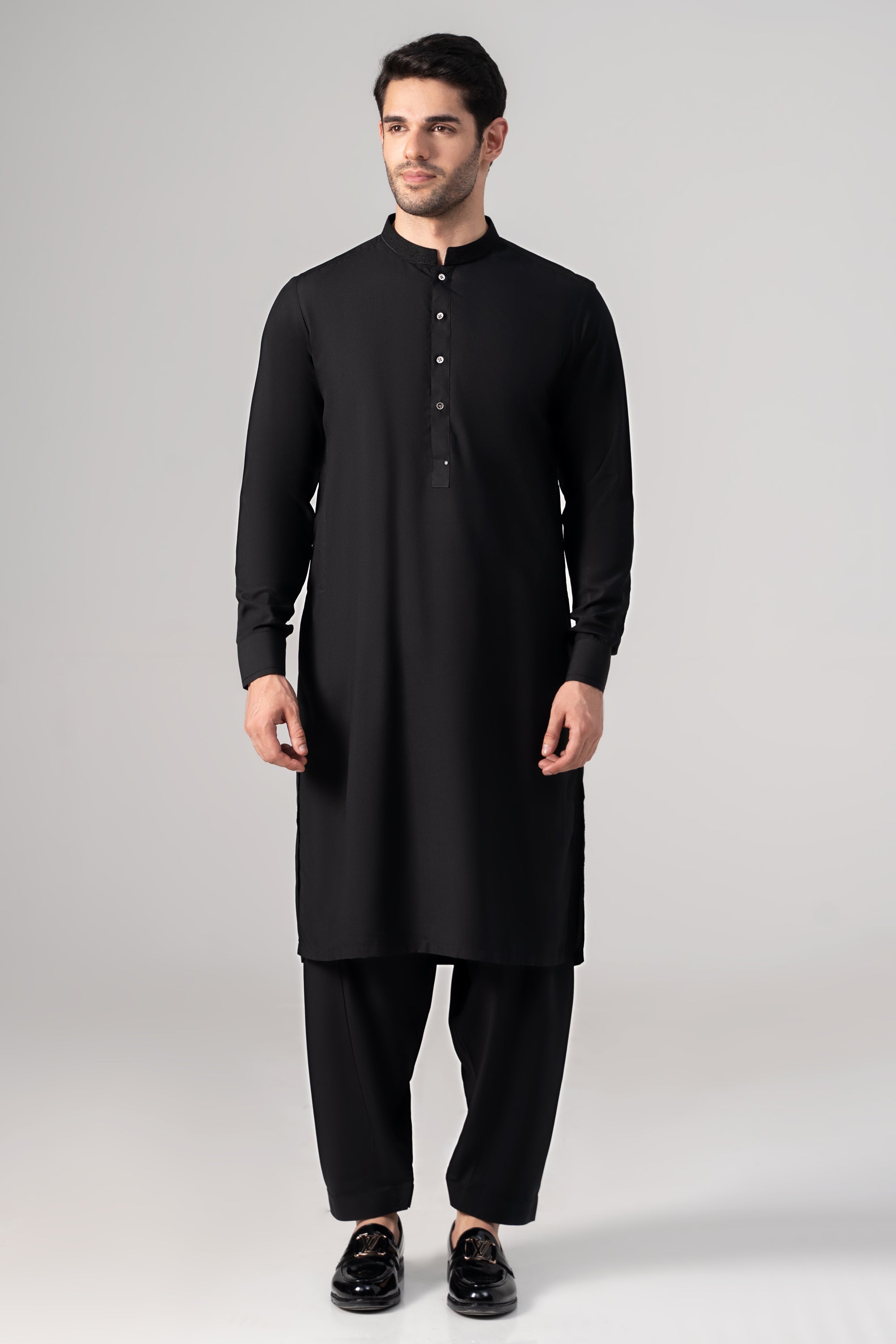 EMBROIDERED - Wash & Wear KAMEEZ SHALWAR BLACK