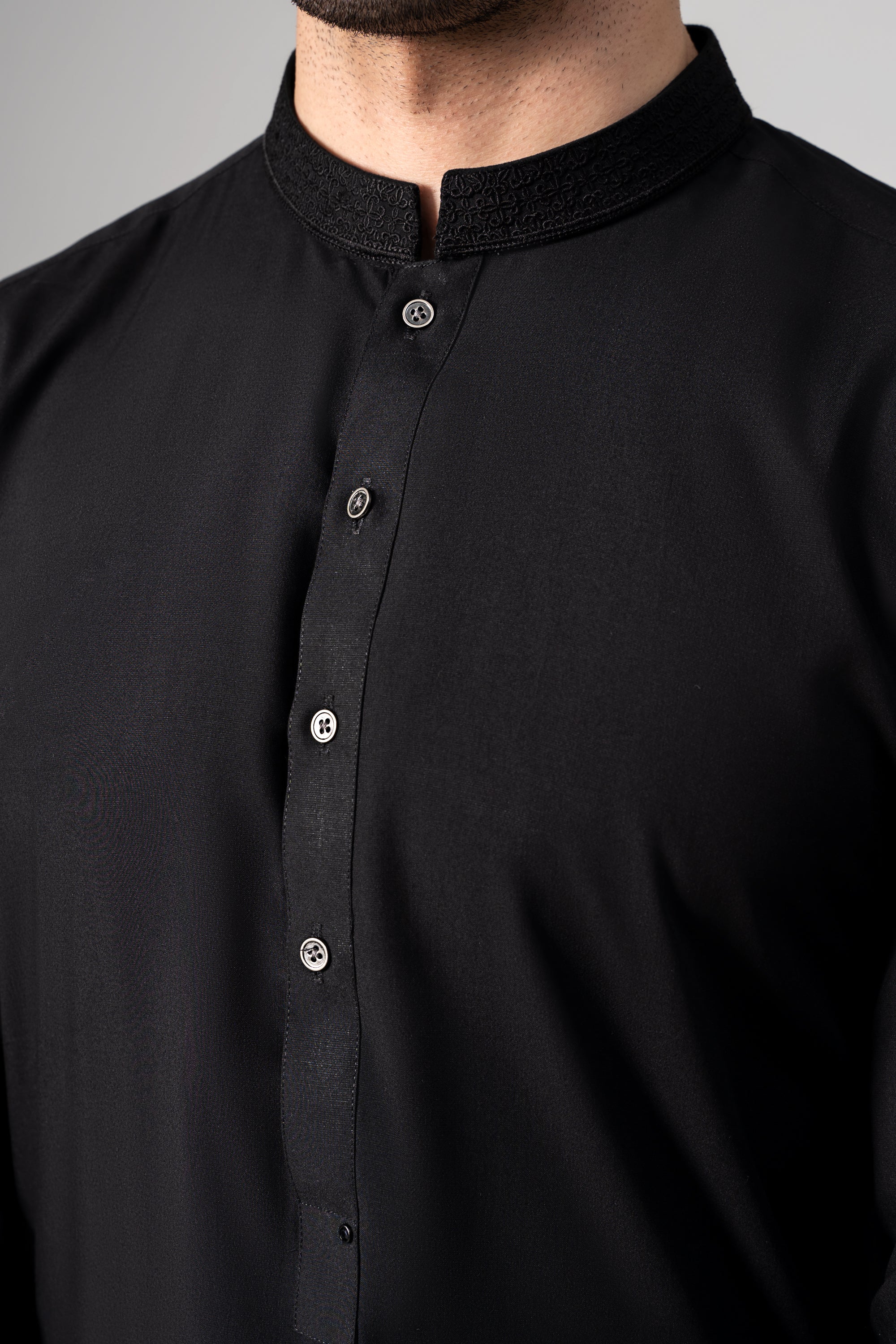 EMBROIDERED - Wash & Wear KAMEEZ SHALWAR BLACK