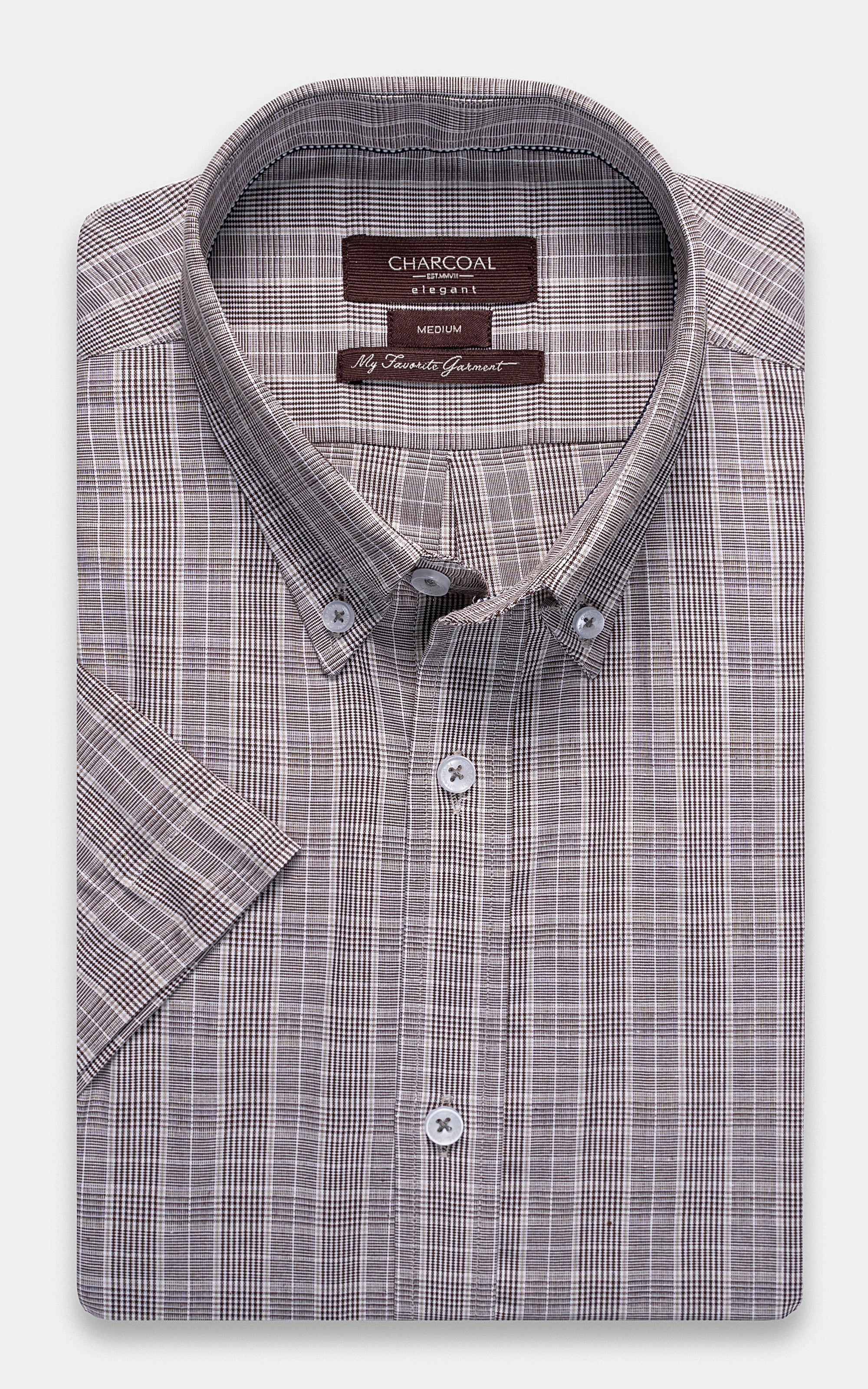 Brown Men'S Cotton Half Sleeves Solid Formal Shirts